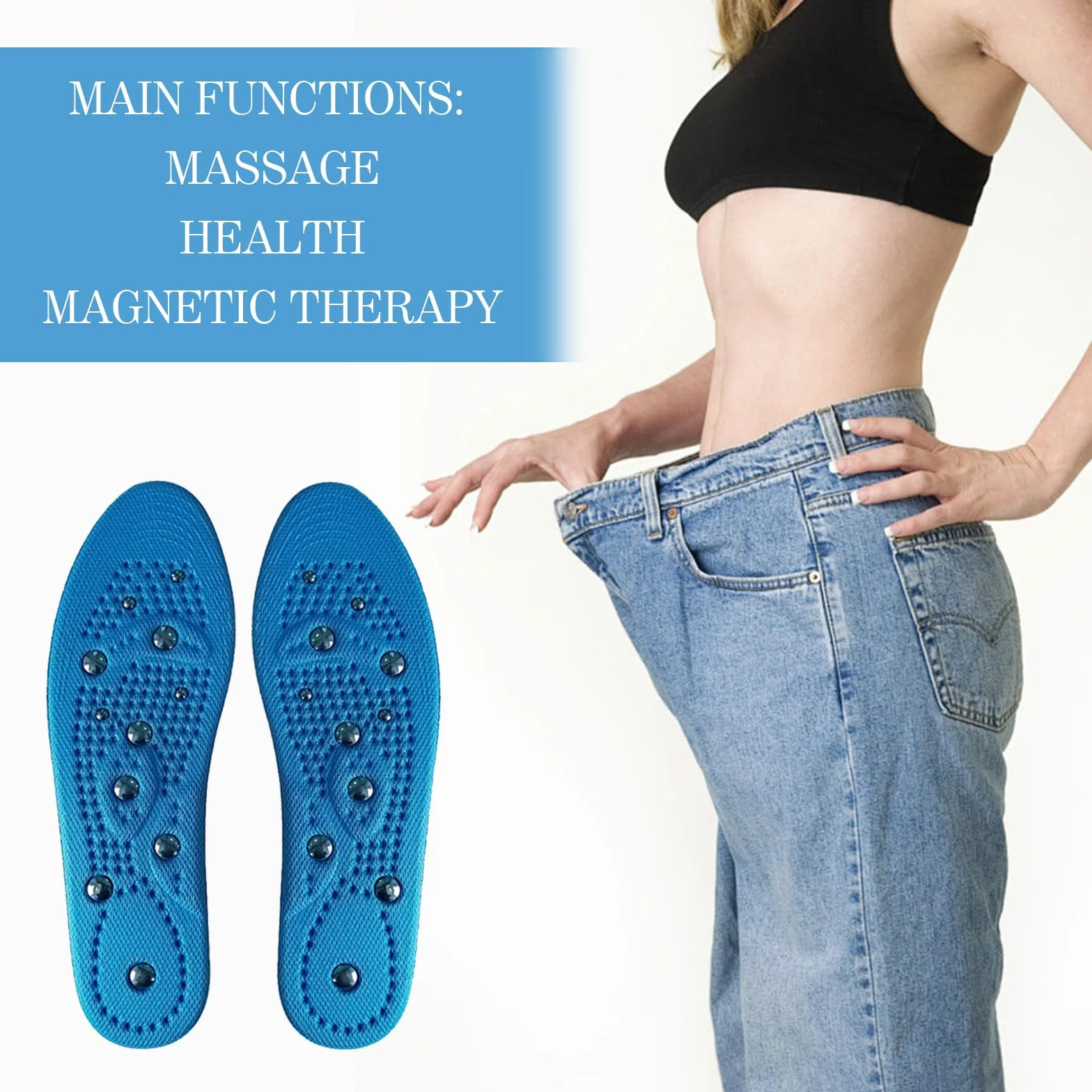 Plantillas Magneticas Adelgazantes para Fascitis Plantar Ortopedicas Masaje de Pies Aliviar Reflexología Acupresión Unisex (S(35-40))