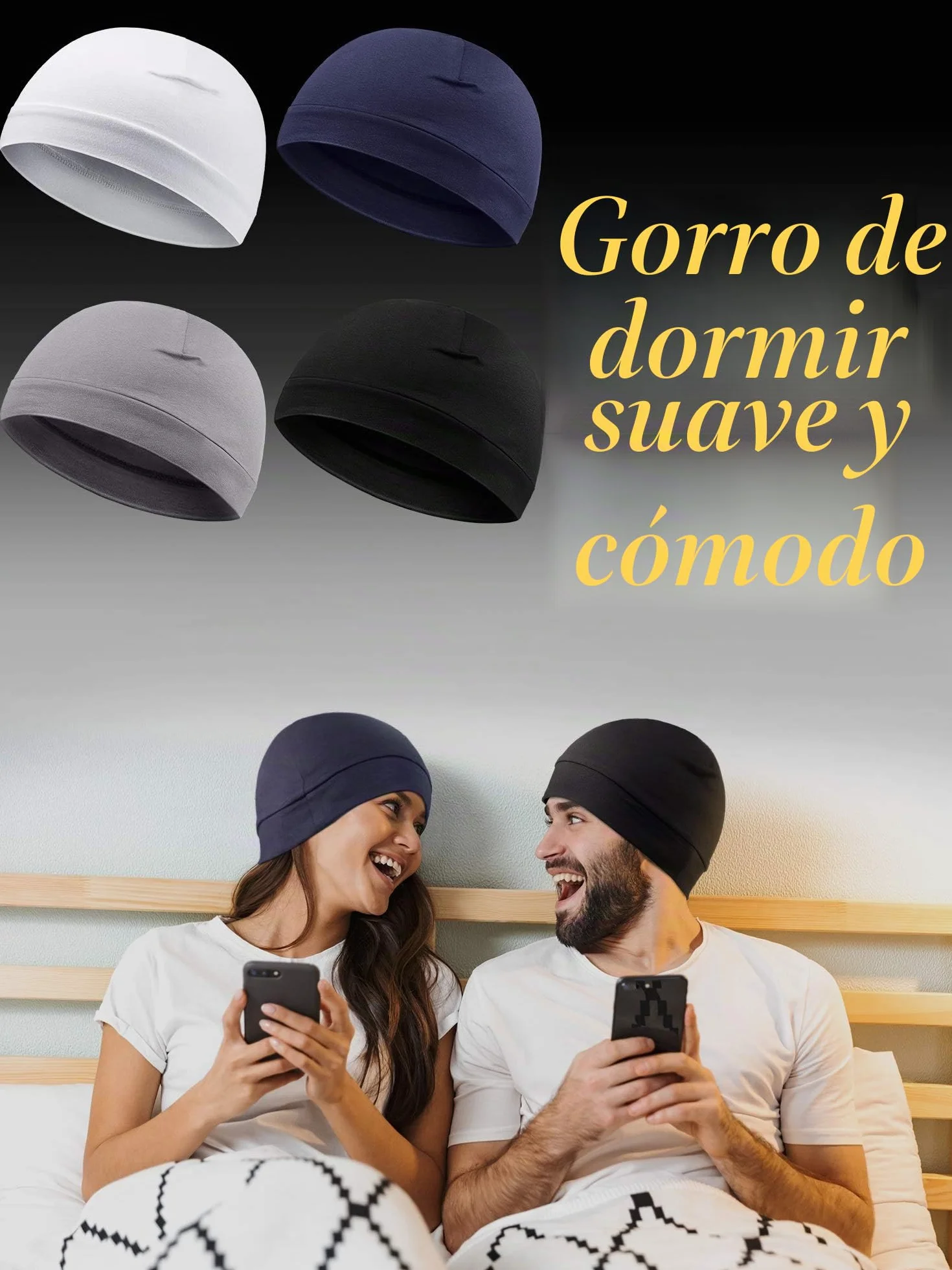 Syhood 4 Gorros de Dormir de Algodón Calavera