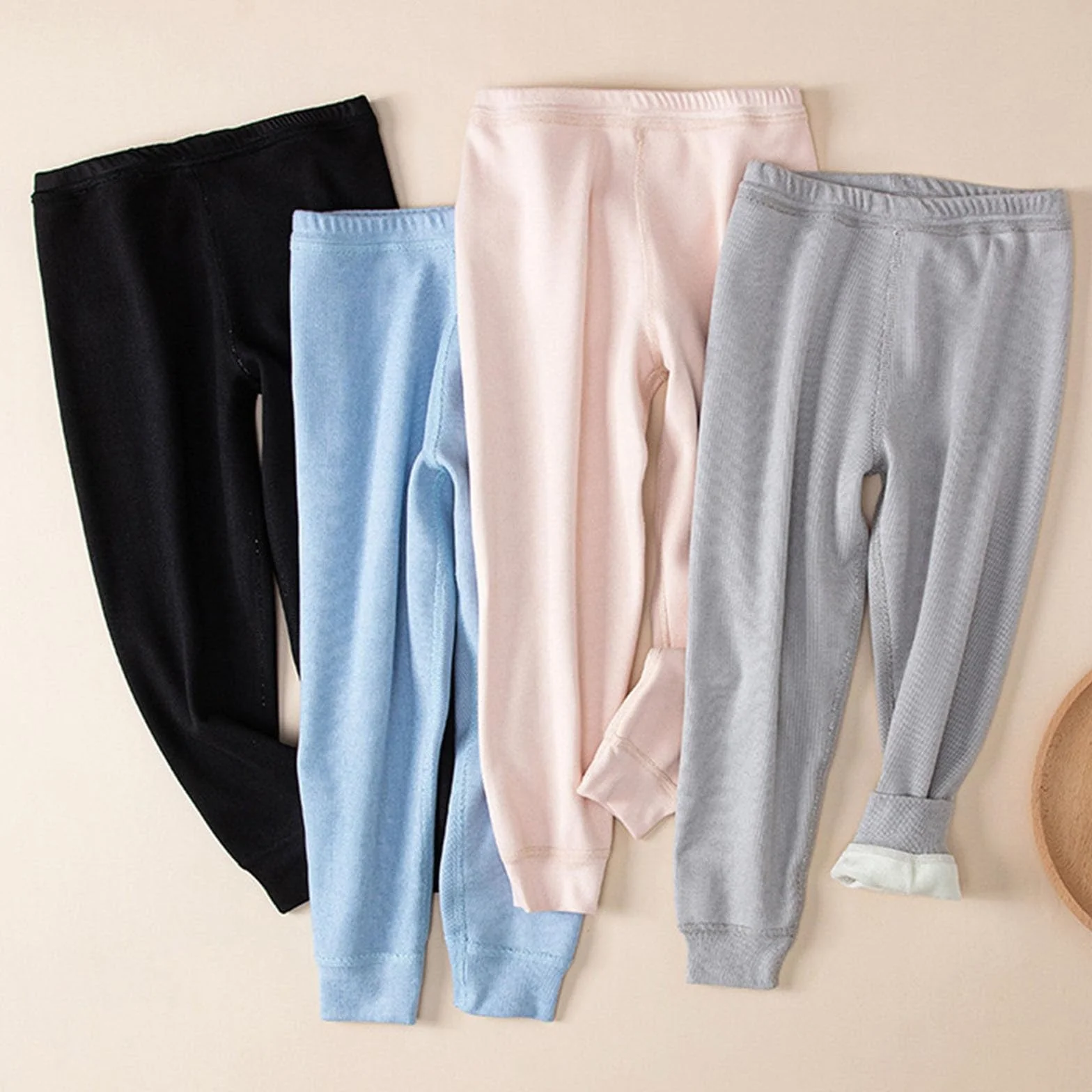 Pantalones térmicos softshell para niños, forrados, cintura elástica, invierno