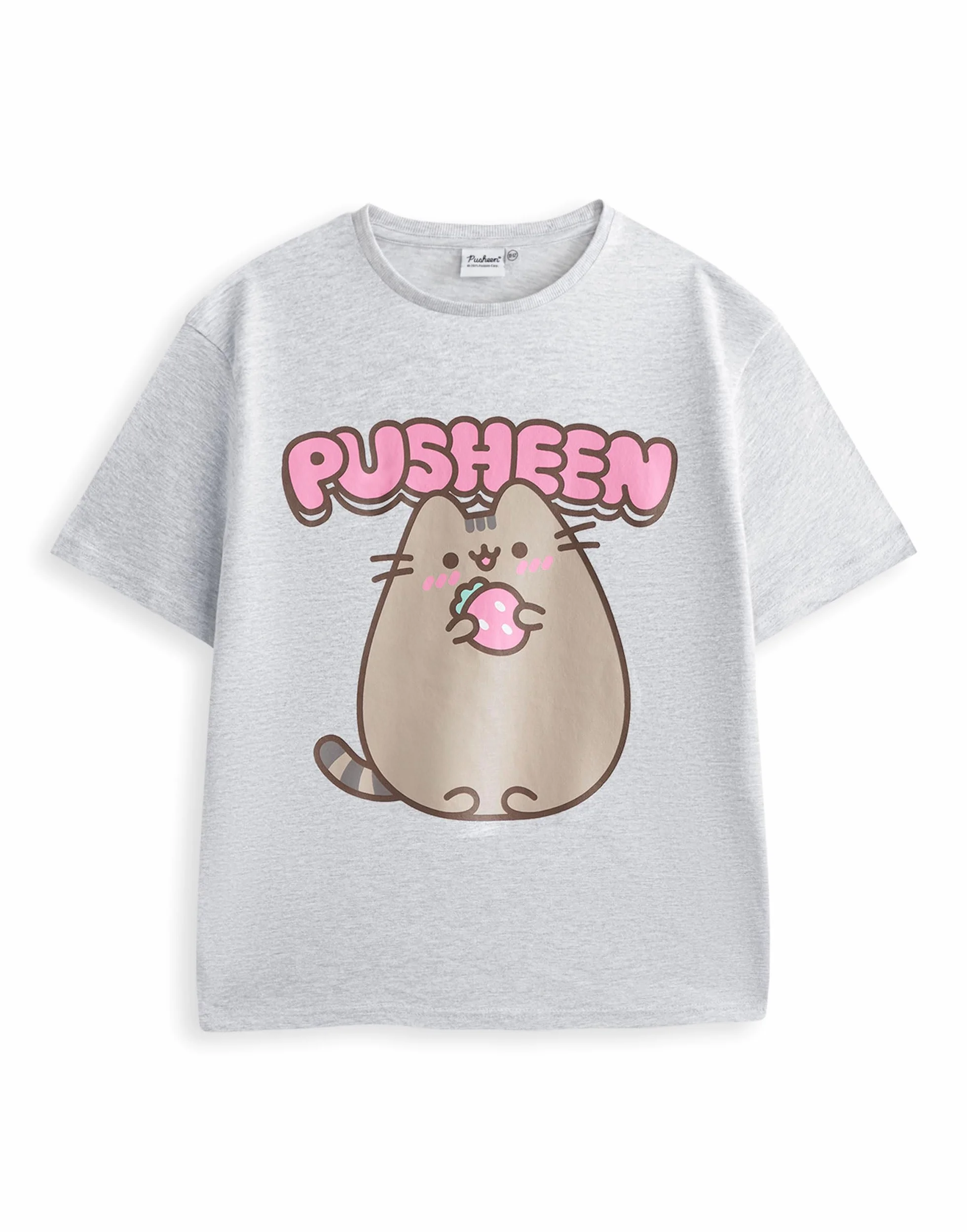 Pusheen the Cat Conjunto Niña Camiseta Gris y Shorts | Camiseta con gráfico verde menta y cinturilla elástica | Ropa casual de manga corta | Mercancía