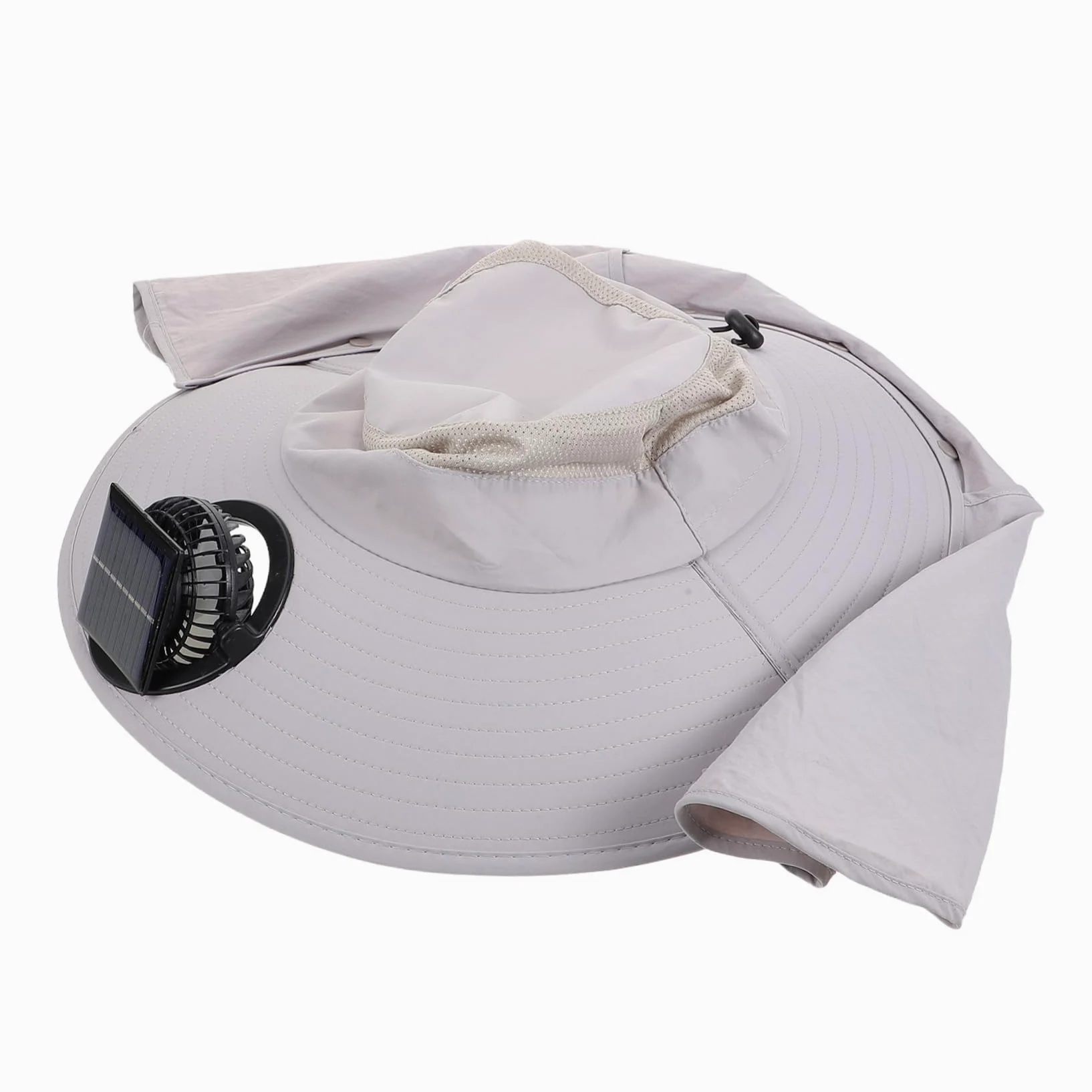 Sombrero de Pescador con Abanico Solar de ala Ancha de Nylon | Fiesta Verano, Solapa Cuello y Diseño Transpirable para Aventuras al Aire Libre y Jardinería