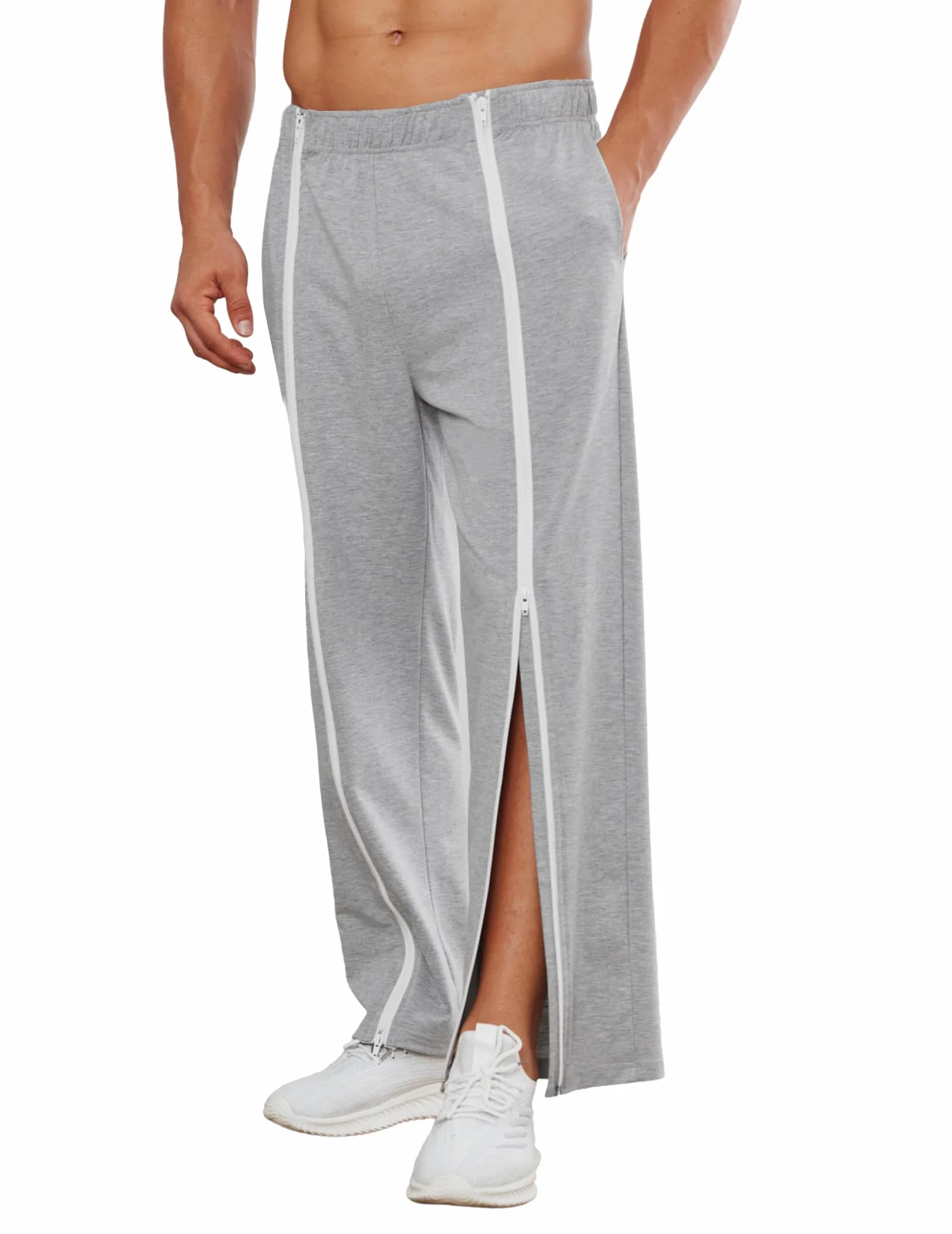 PINSPARK Pantalones de recuperación Hombre Cremallera Completa Algodón Abertura Lateral Bolsillos