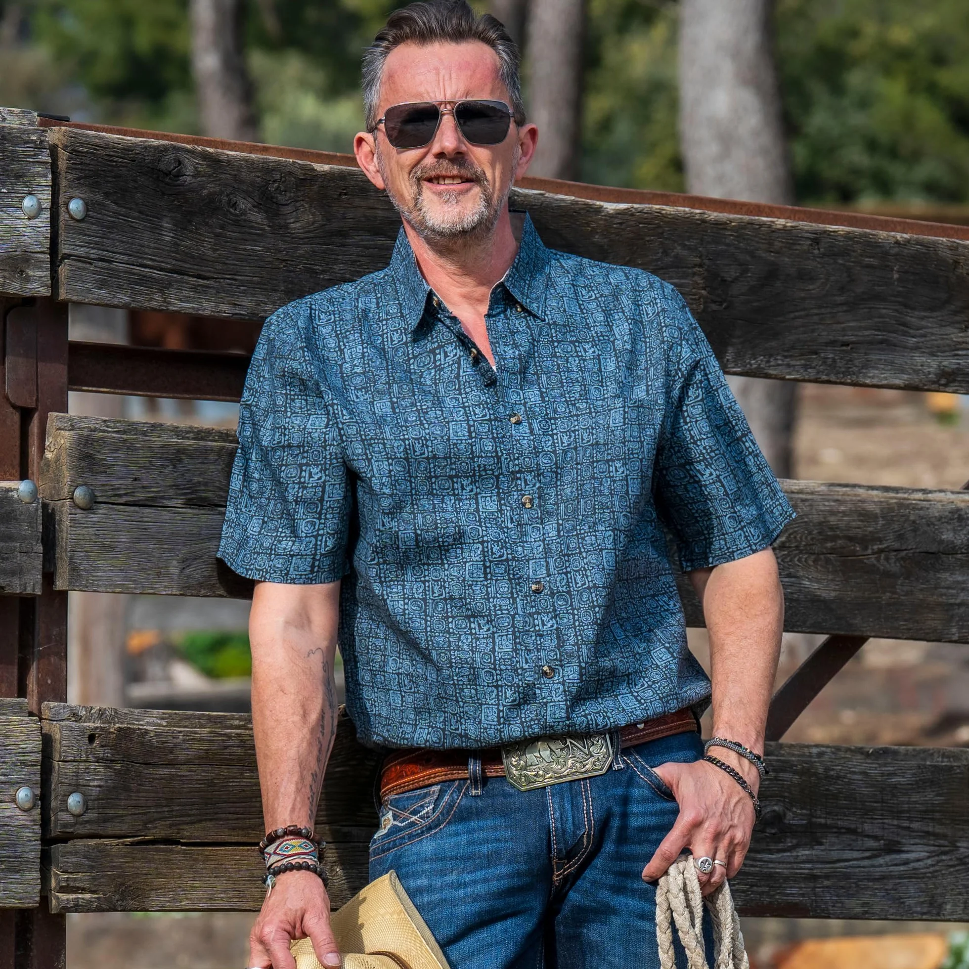 Dubinik Camisas Manga Corta Hombre Algodón A Cuadros Casual con Bolsillos