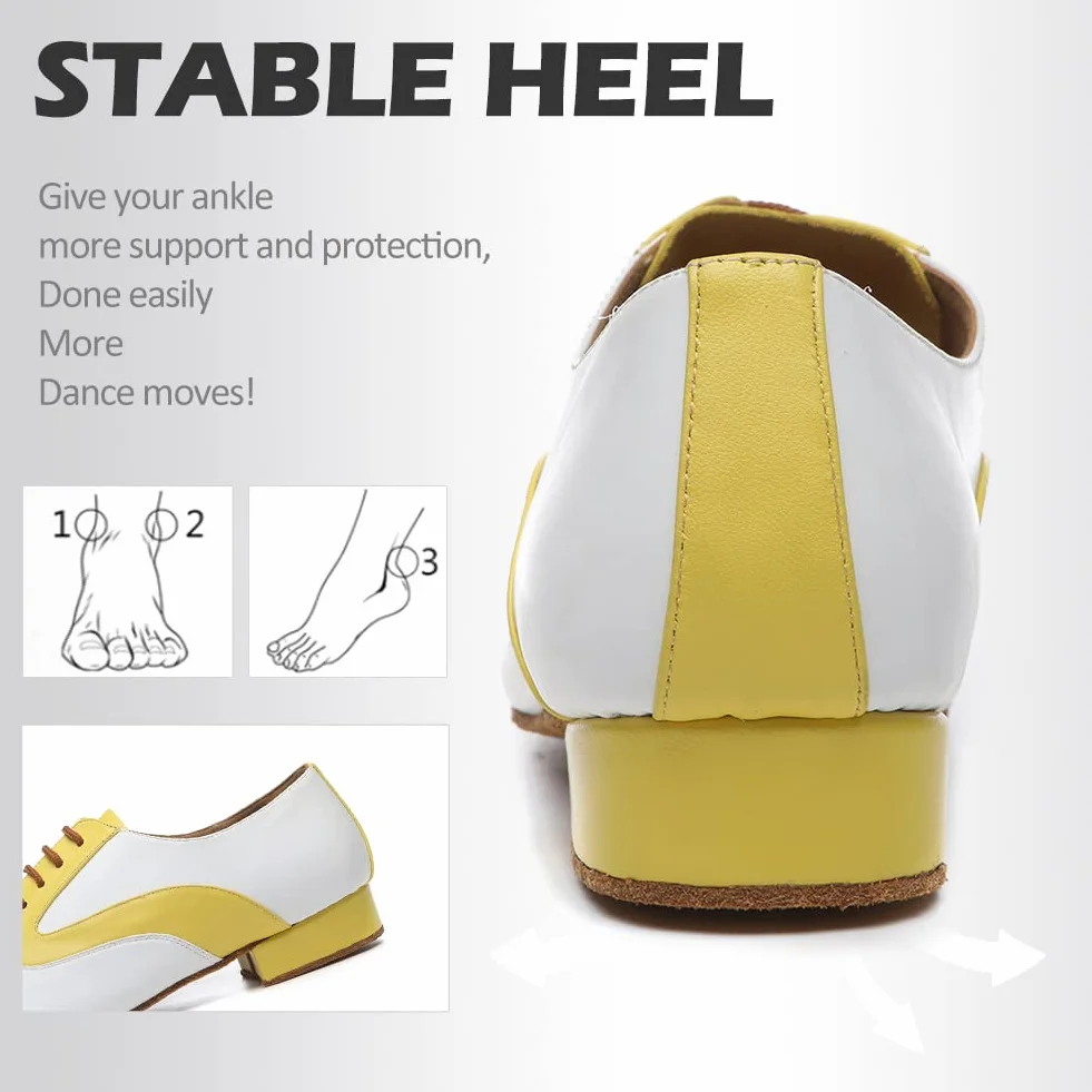 Zapatos de Baile de Salón de Cuero para Hombres Tacón Bajo Práctica L147