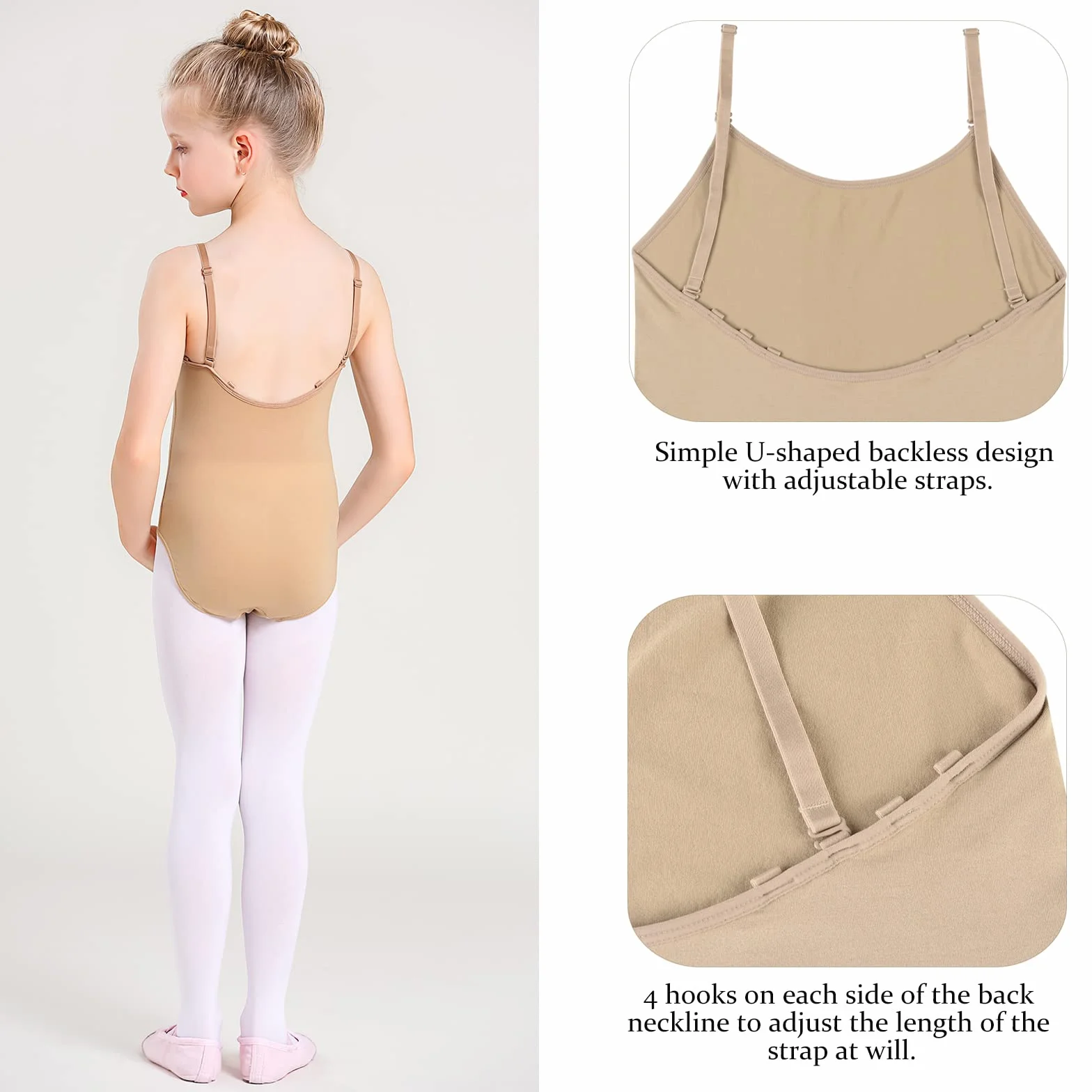 Maillot Ballet Niña Leotardo Sin Costuras Tirantes Ajustables Gimnasia Ritmica
