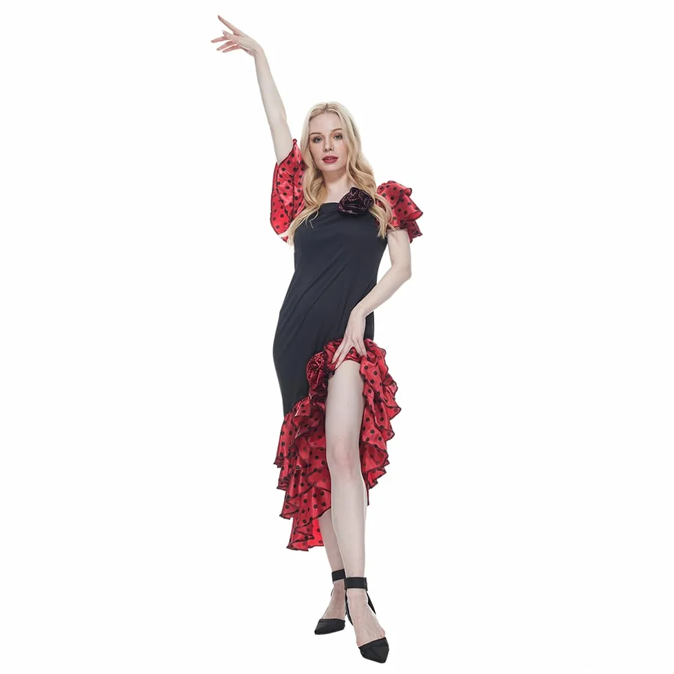 EraSpooky Vestido de flamenco mujer adulta disfraz fiesta