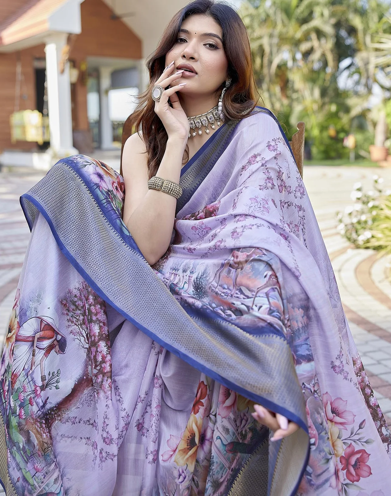 Yashika Banarasi Kanjivaram Sari de seda para mujer étnico