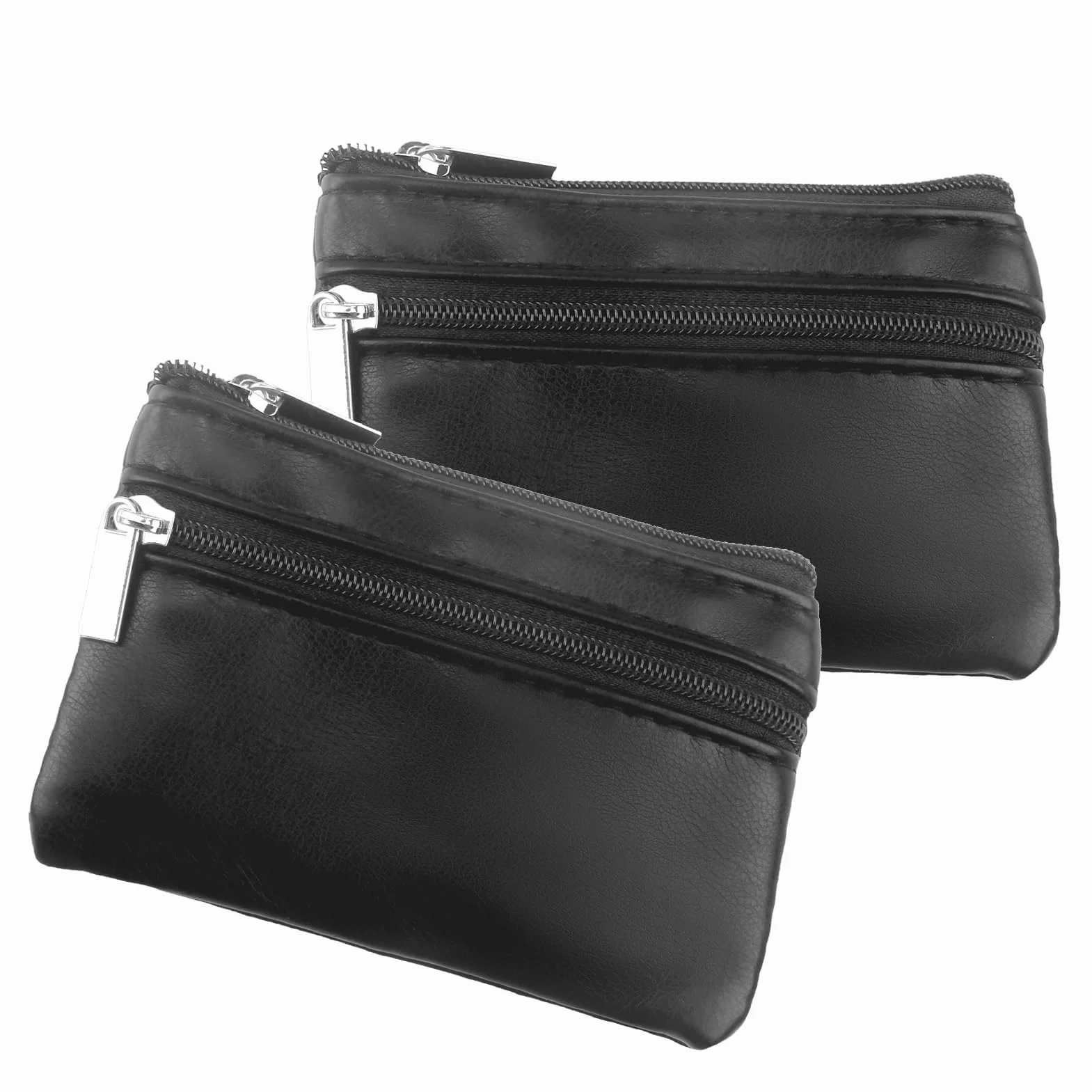Monedero Hombre Negro Piel Cremalleras Argolla Llaves 11x8 cm