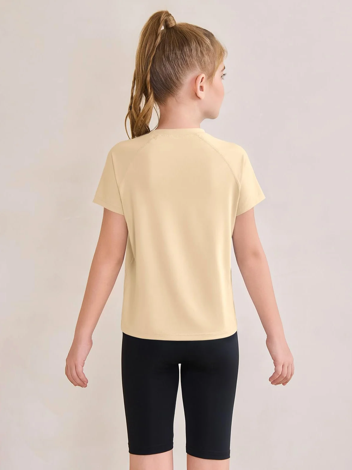 Haloumoning Camisetas deportivas manga corta secado rápido niñas 5-14 años