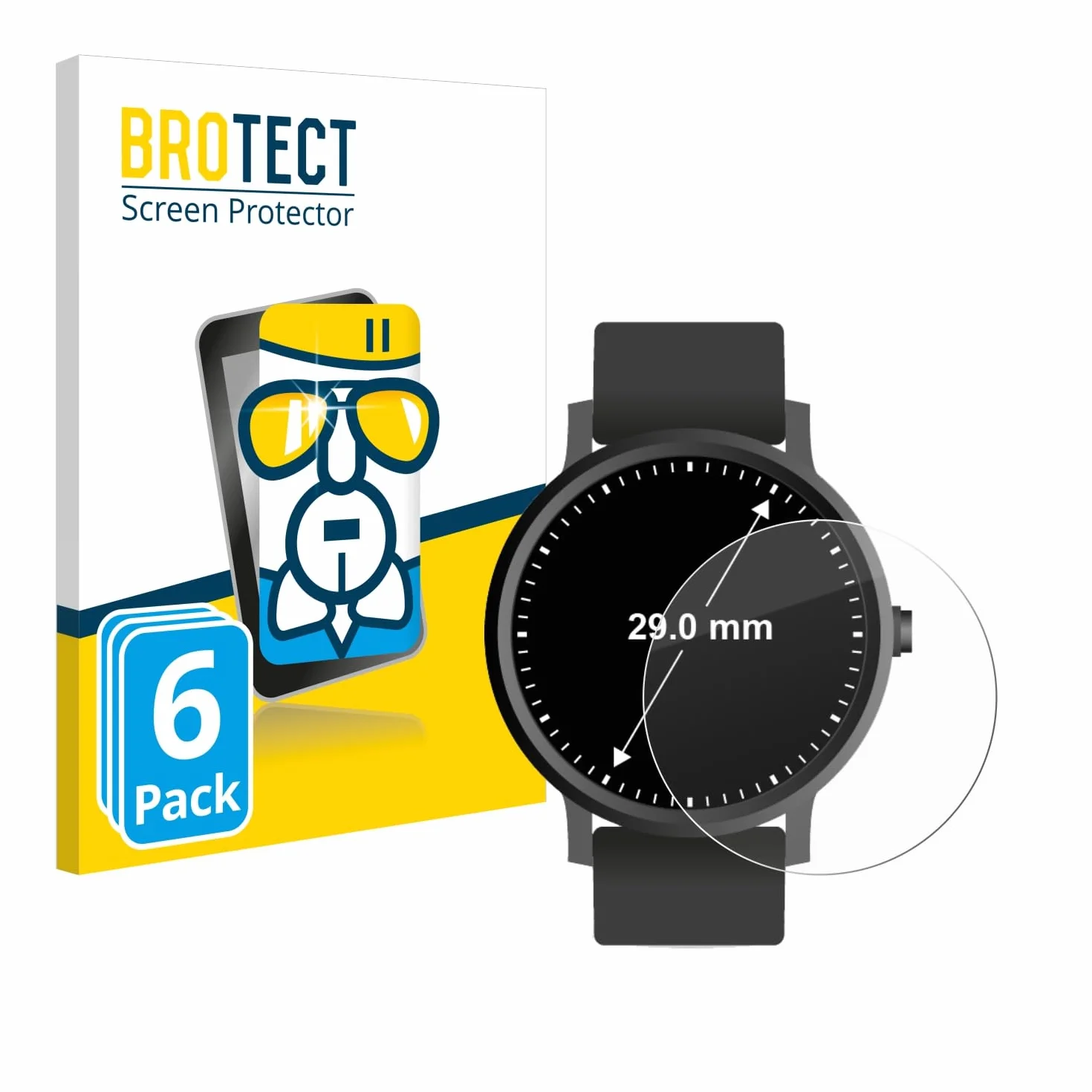 BROTECT Protector Pantalla Cristal 29 mm Vidrio 6 Unidades Dureza 9H Anti-Arañazos