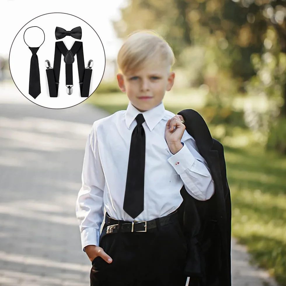 Tirantes Ajustables en Forma de Y con Pajaritas para Niños y Niñas 1-12 Años Negro Clip Talla Única
