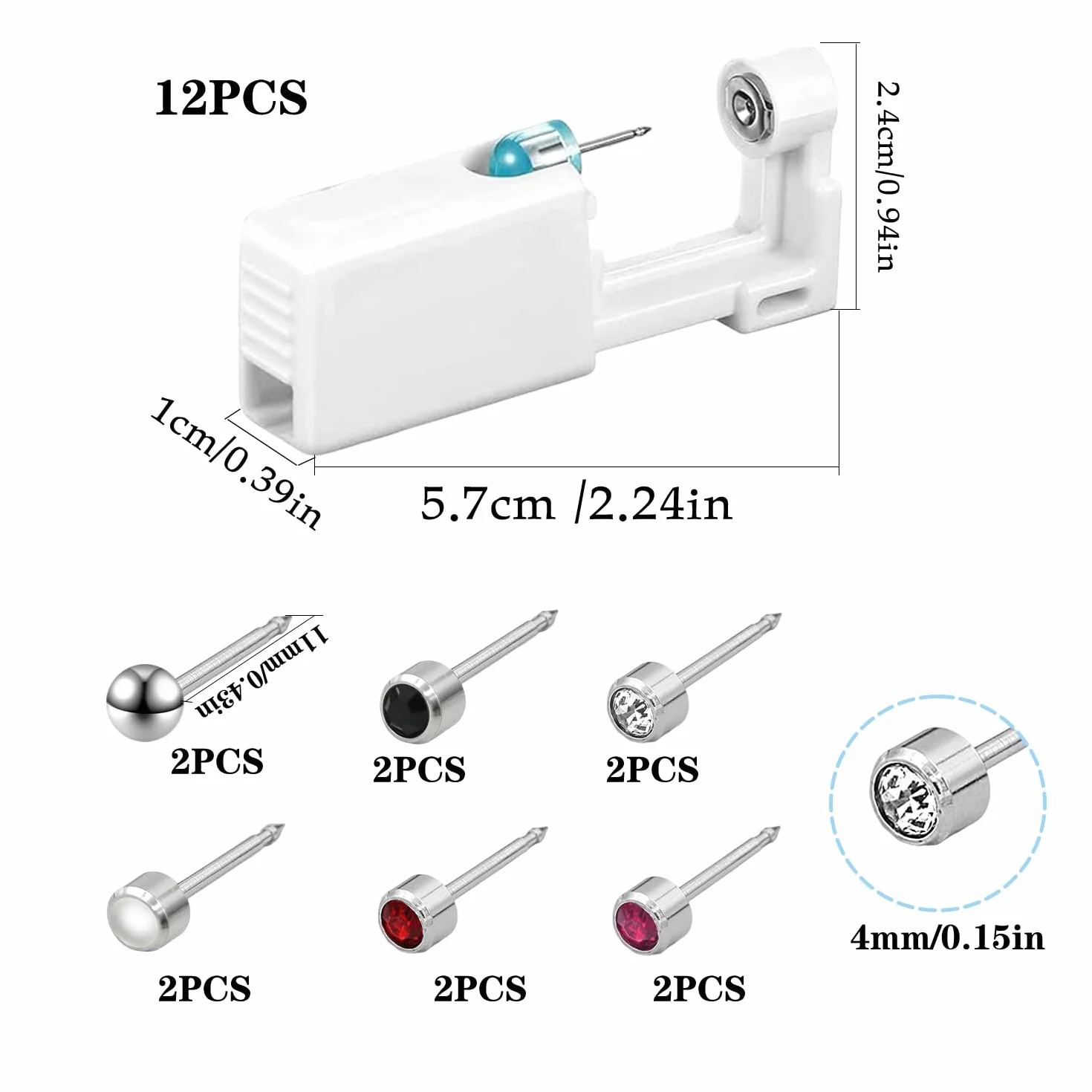Pistola Piercing Kit Perforador Oreja con Algodón de Alcohol para Principiantes
