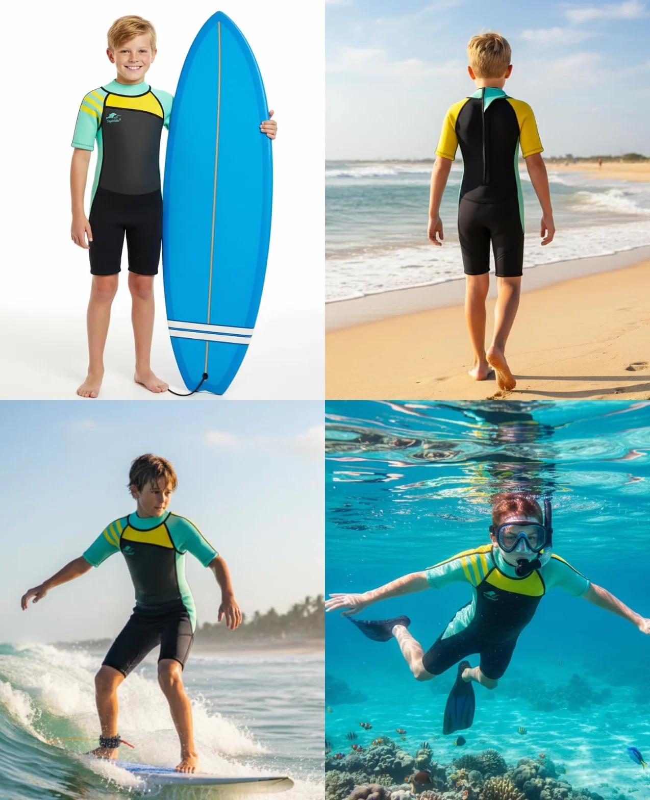 Gogokids Traje de Buceo 2.5MM Manga Corta Neopreno Cremallera Trasera Natación Niños 2-11 Años