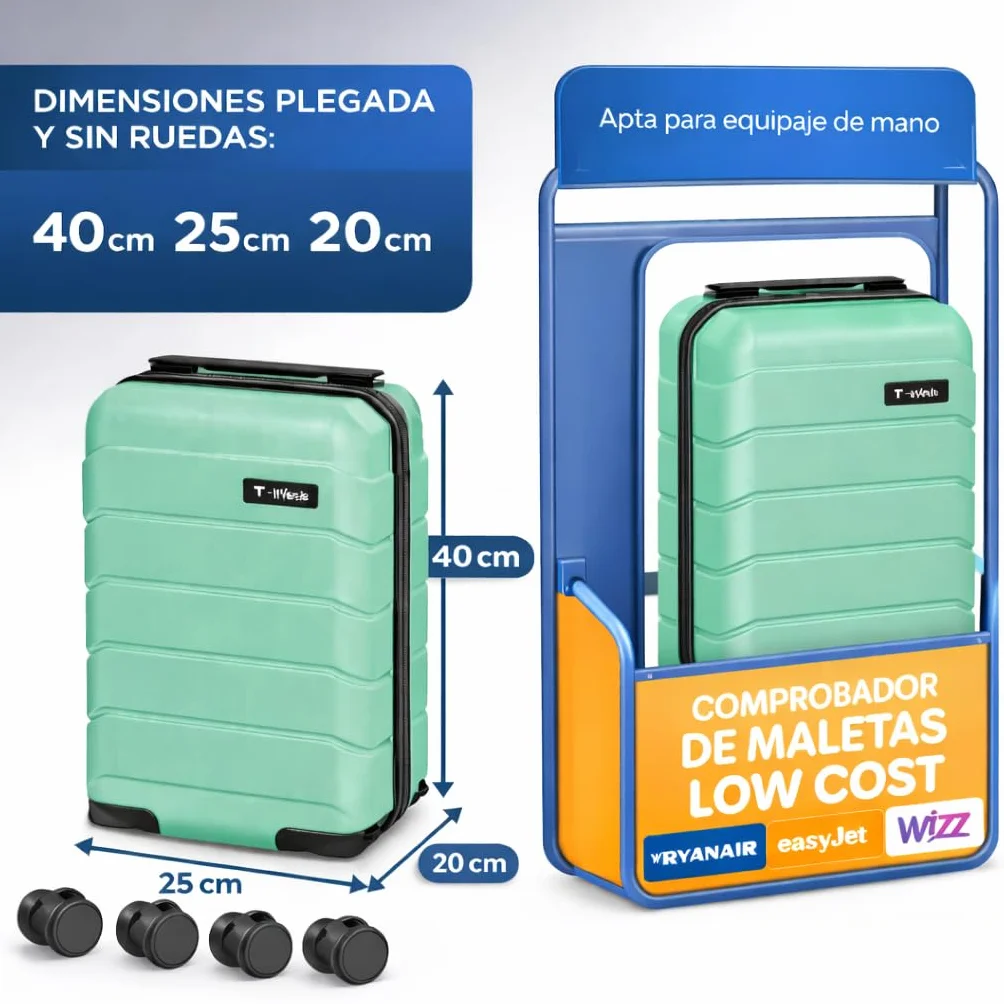 Maleta de Viaje Cabina 40x25x20cm 20L Upfly Underseat 16 XXS con Ruedas Desmontables