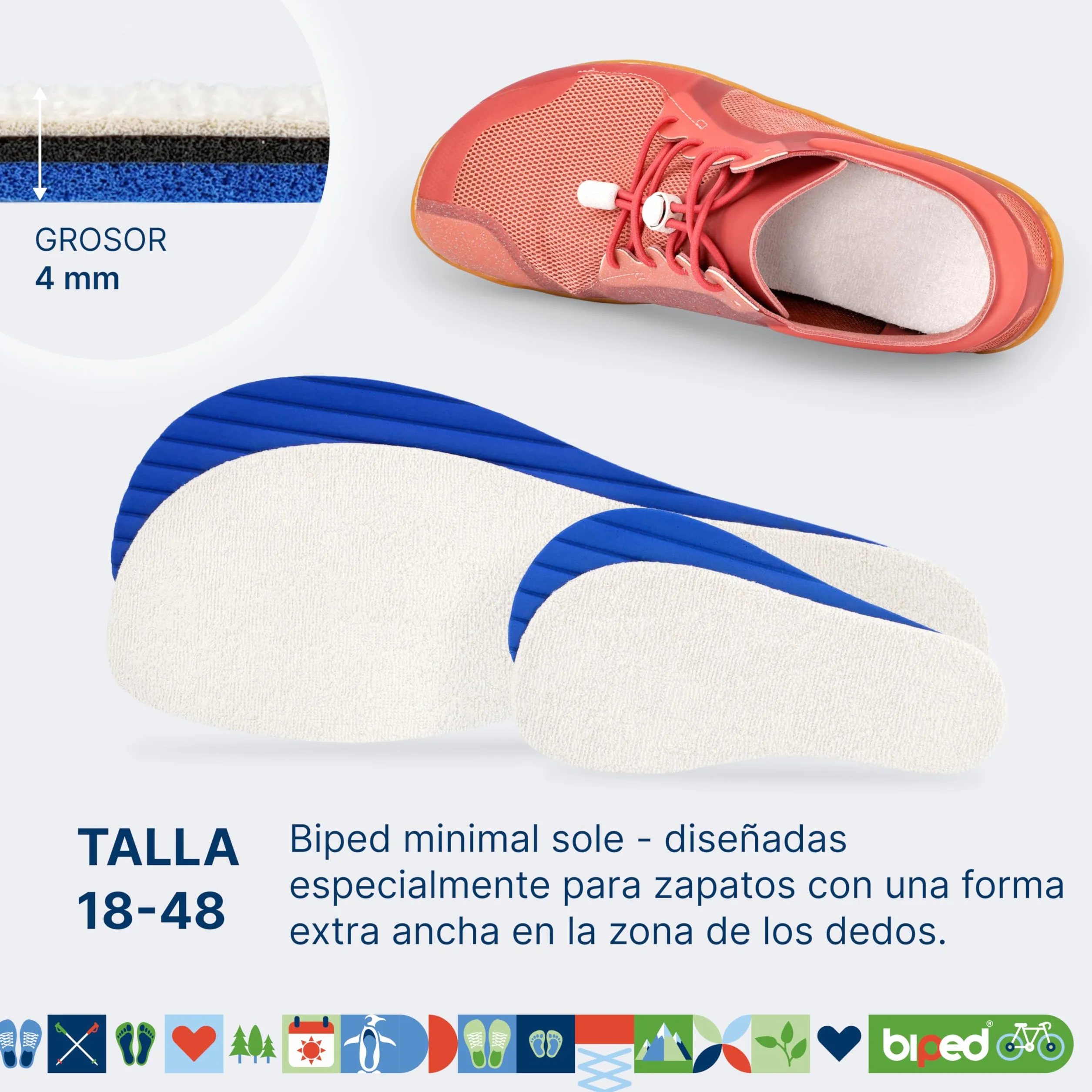 MANJARIN biped minimal sole plantillas para minimal shoes barefoot shoes algodón auténtico carbón activo 39