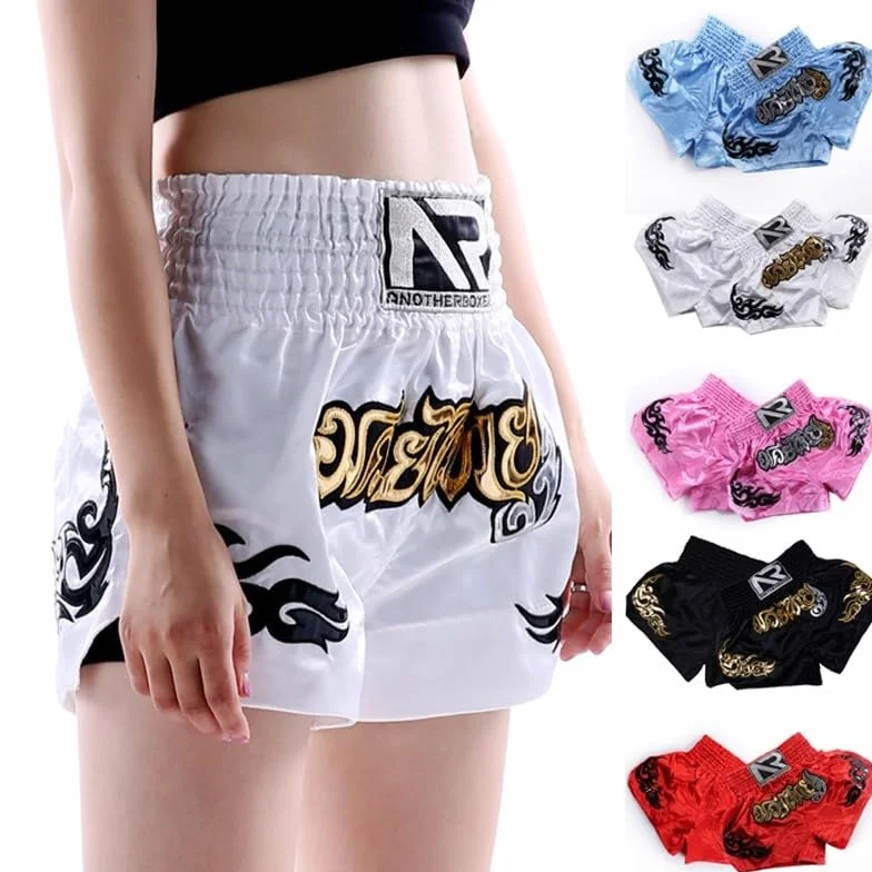 Pantalones cortos de entrenamiento de lucha unisex para MMA Muay Thai (M rosa)