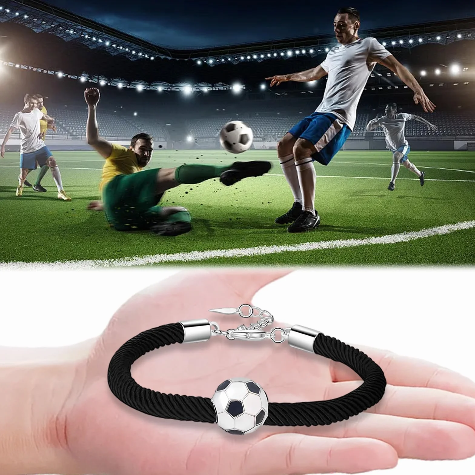 Collar y pulsera de acero inoxidable de fútbol, colgante plateado para amantes del fútbol, regalos