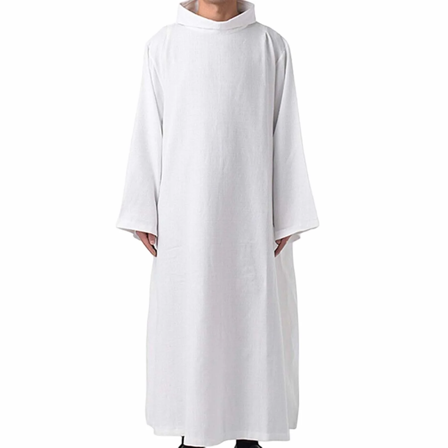 Vestidura de Pastor Túnica Blanca Sacerdotes Católicos Iglesia Ropa Clérigos Oriente Medio Larga