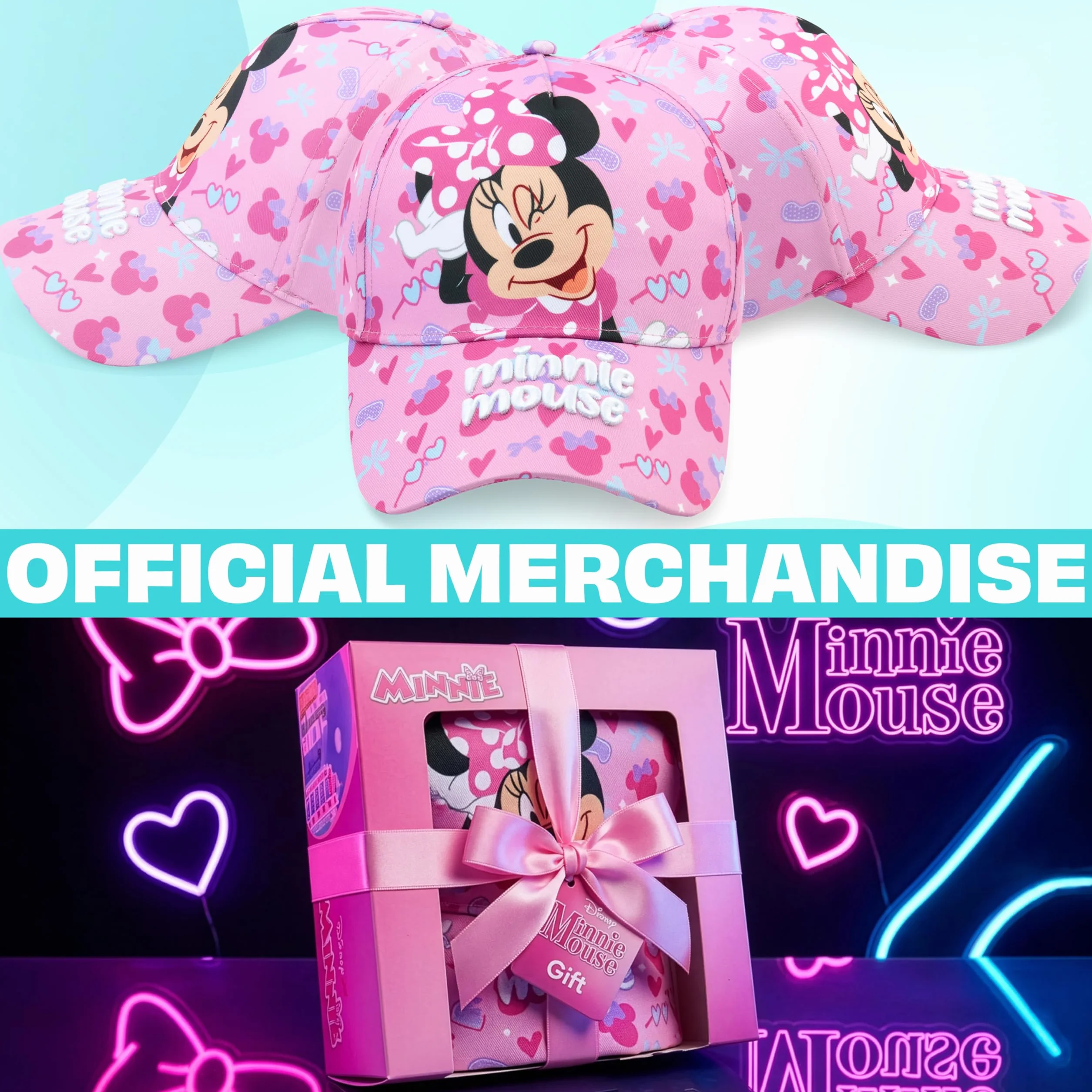 Gorra Niña con Gafas de Sol UV400 y Coletero Set Patrulla Canina Frozen Princesas Disney Minnie Mouse Barrio Sesamo