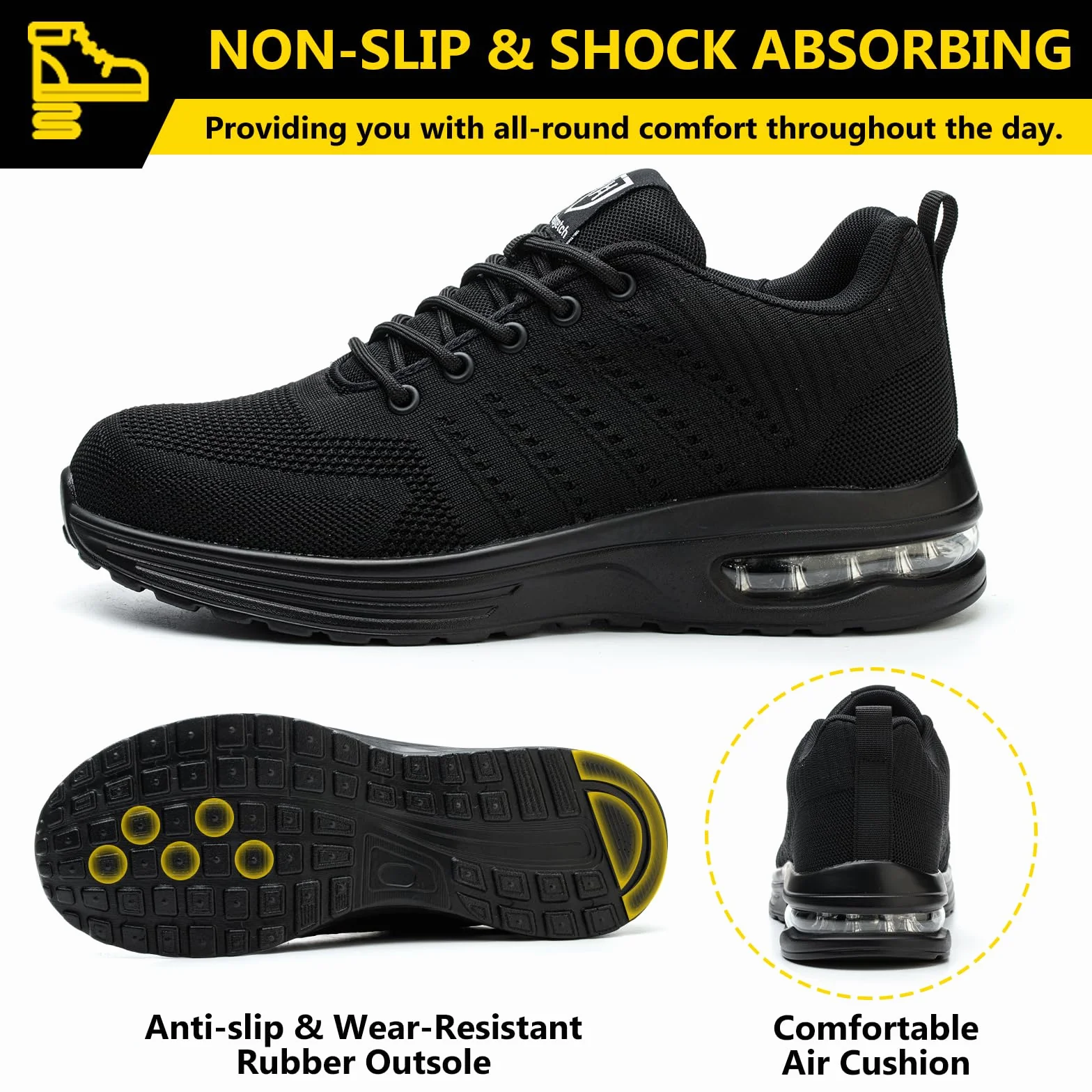 Baofular Zapatos de Seguridad con Punteras de Acero Transpirable Antideslizante