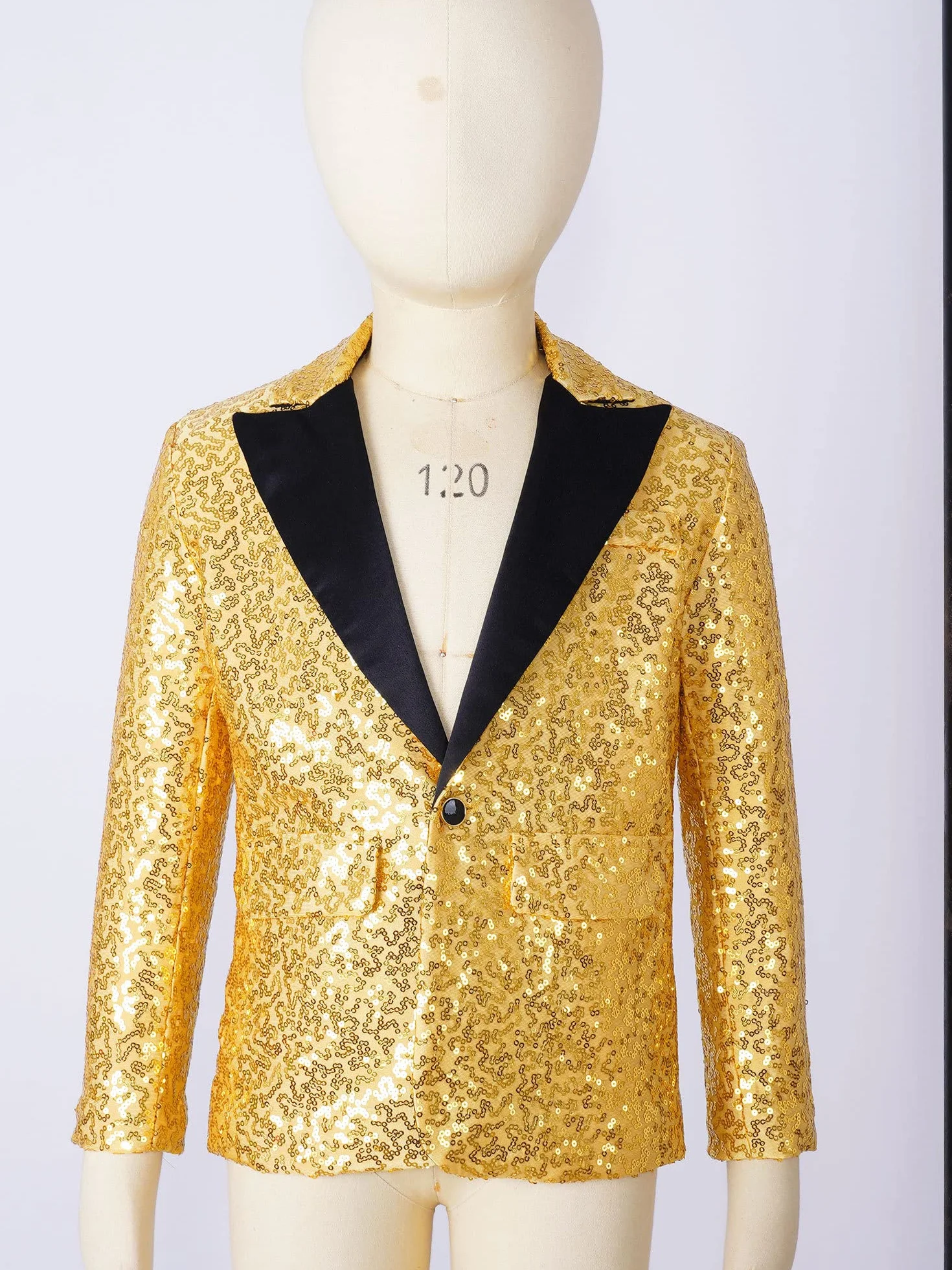 Americana de fiesta para niños con lentejuelas manga larga chaqueta esmoquin cuello solapa abrigo brillante corte ajustado