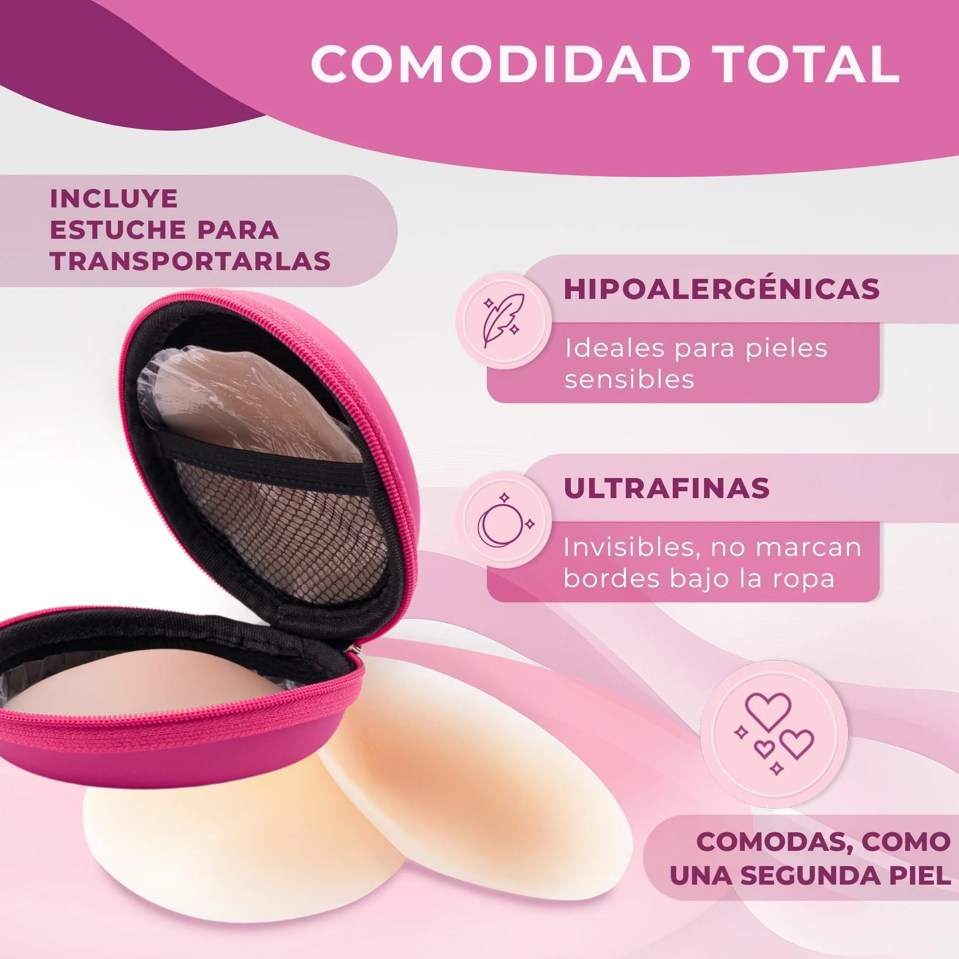 Pezoneras Adhesivas Invisibles Premium 8cmØ Cubre Pezones Reutilizables de Silicona Ultra Fina Hipoalergénicas Resistentes al Sudor y Agua
