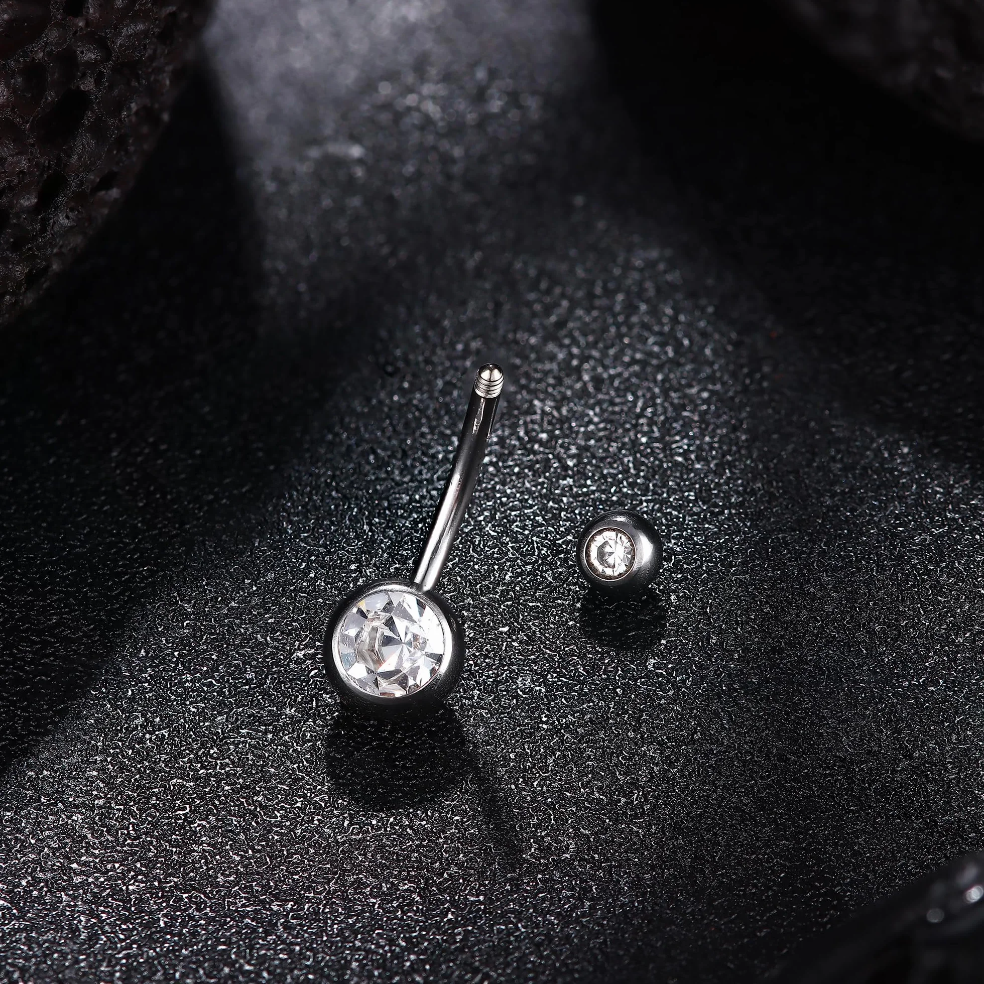 Diamday G23 Titanium Piercing Ombligo 14G CZ Banana Bar 8-16mm Joyería