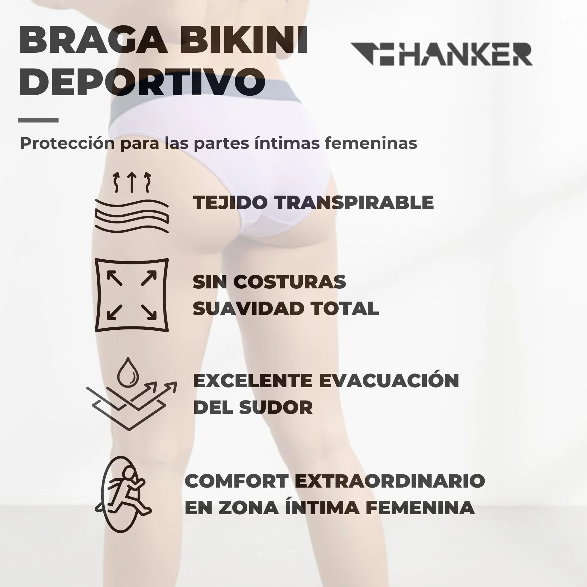 HANKER Braga Bikini Deportivo para Mujer Sin Costuras Transpirable
