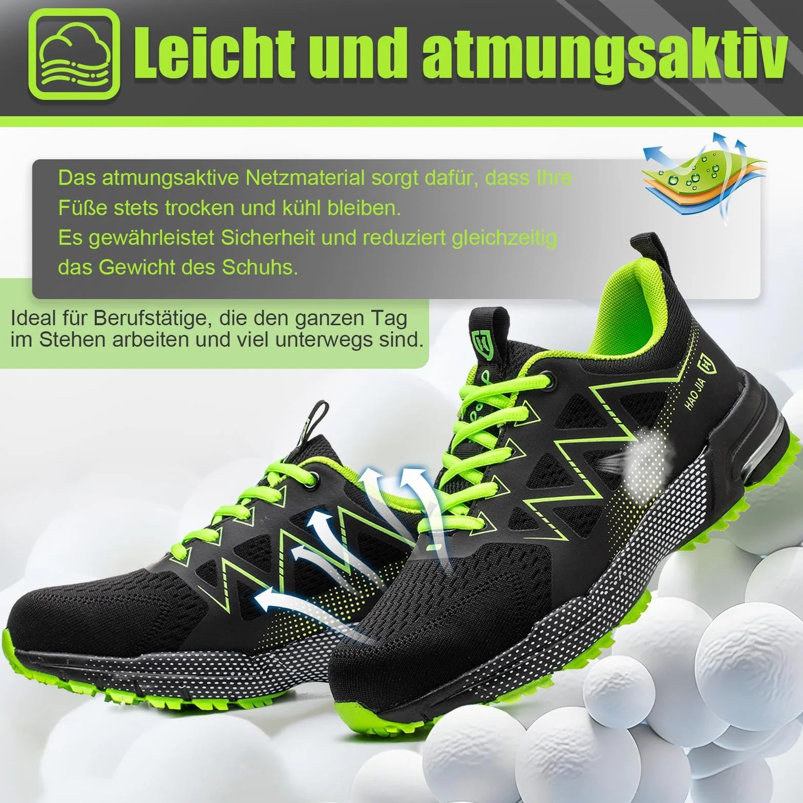 Zapatos de Seguridad Antideslizantes con Punta de Acero para Hombre Mujer Trabajo Ligero Transpirable