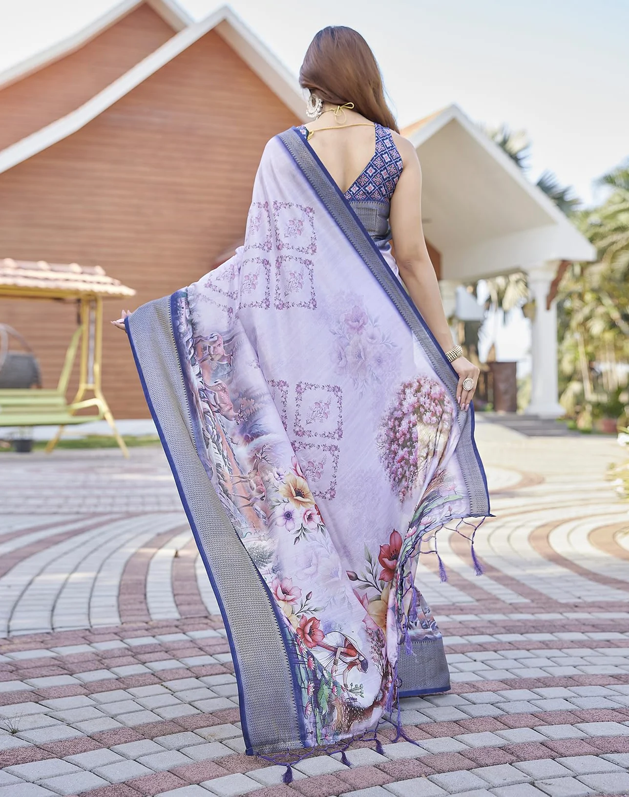 Yashika Banarasi Kanjivaram Sari de seda para mujer étnico