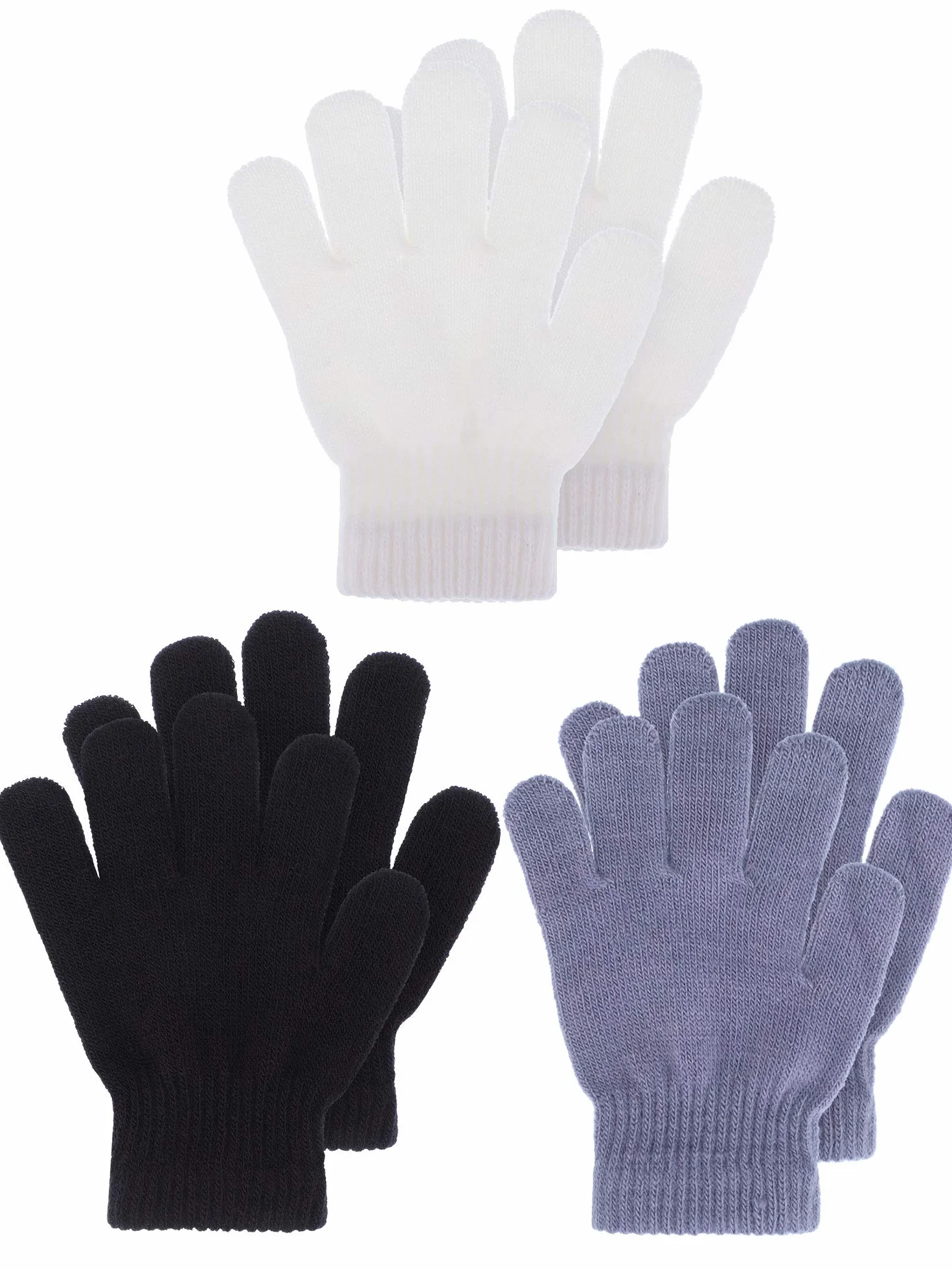 Geyoga 3 Pares Guantes de Punto de Invierno Elásticos Tejidos Niño