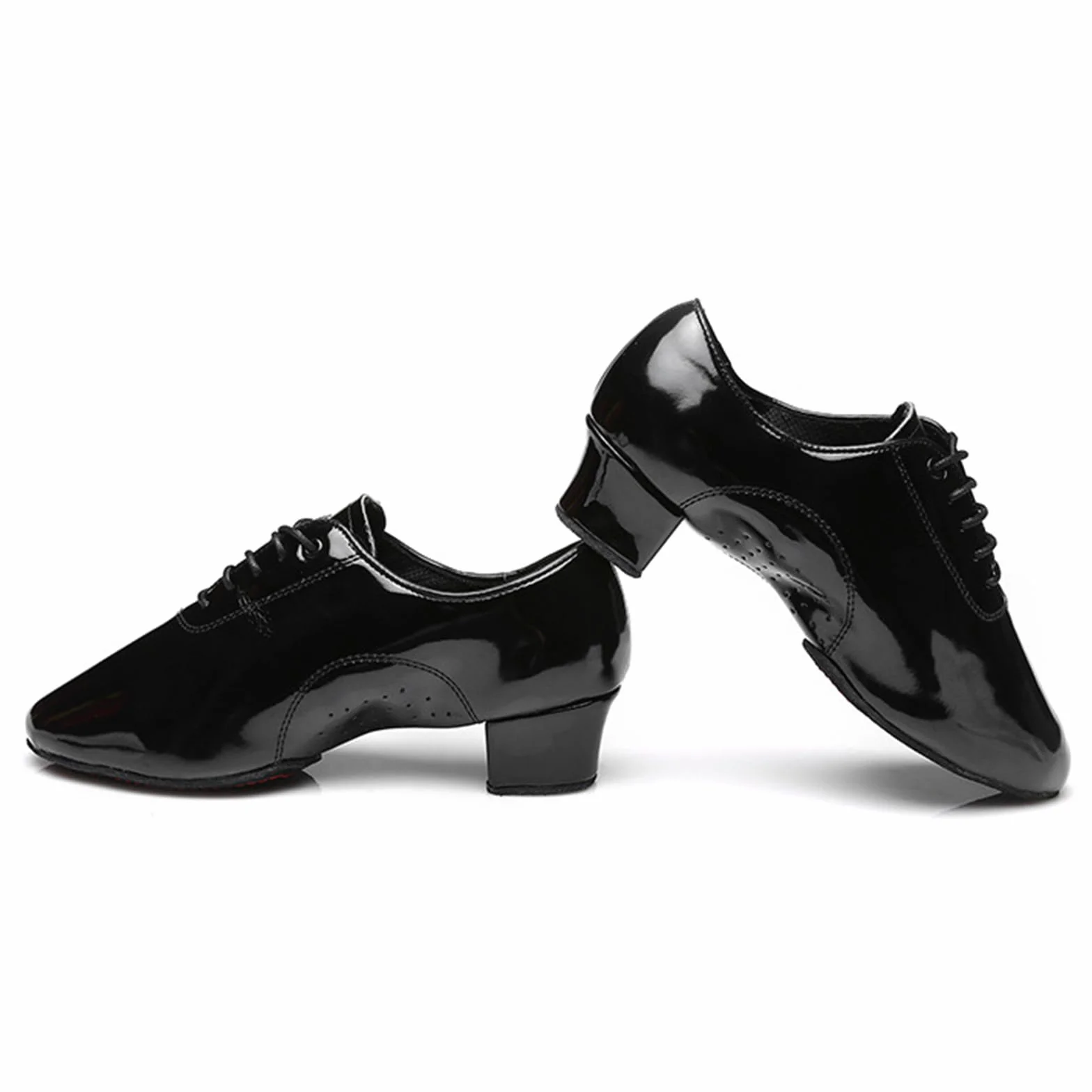 Zapatos De Baile Latino Hombre Suela Dividida Charol Tacón Bajo Transpirables
