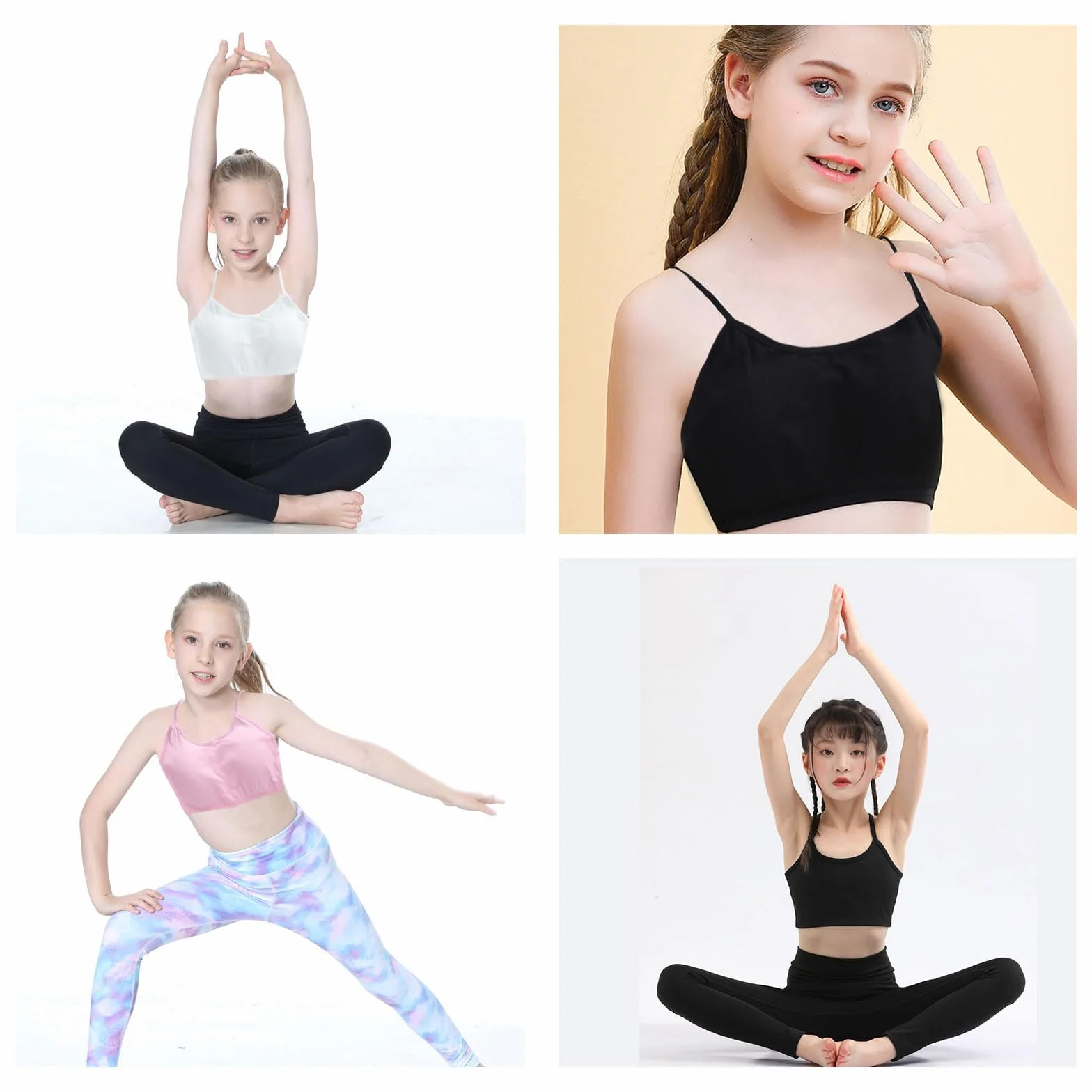 Pack de 4 Sujetador Deportivo de Algodón para Niña 8-14 años