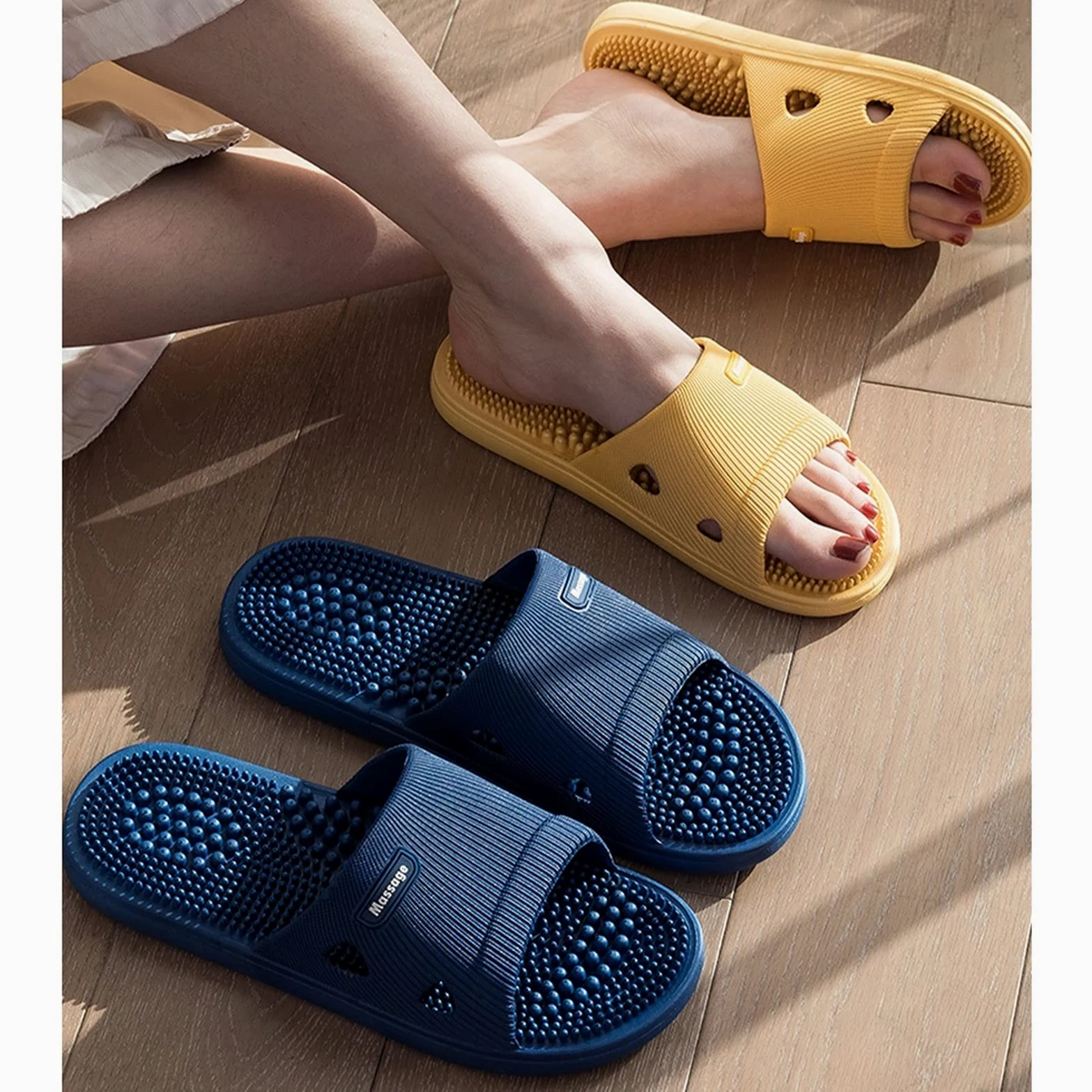 Zapatillas de Masaje para Mujeres, Zapatillas Antideslizantes para Mujeres y Hombres, Zapatillas con Punta Abierta, Zapatillas Antideslizantes para Ducha, Zapatillas de Masaje de acupresión, Zapatos
