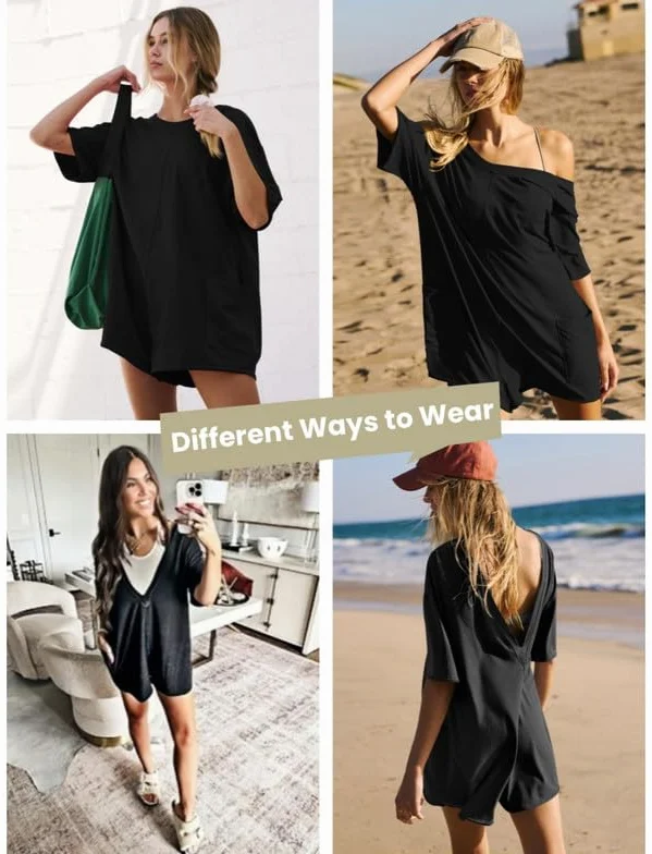 Mono Mujer Verano Manga Corta Jumpsuit Sexy Peto Suelto Pierna Ancha Overoles Casual Vestidos Playa