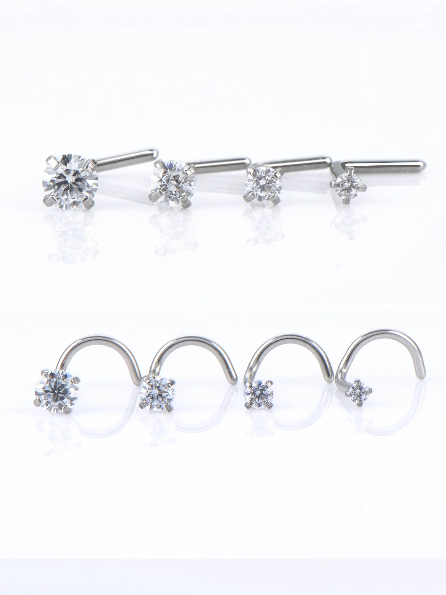 Mudder Anillos de Nariz Curvas Piercing Joyería para el Cuerpo 8 Piezas Acero Inoxidable Circón