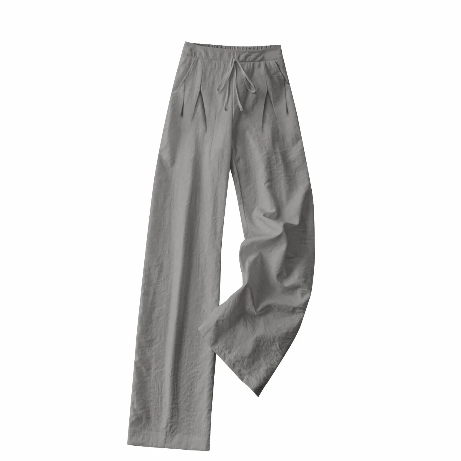 Pantalones de Lino Mujer Algodón Cintura Elástica Cordón Pierna Ancha Rectos Cómodos Transpirables Playa