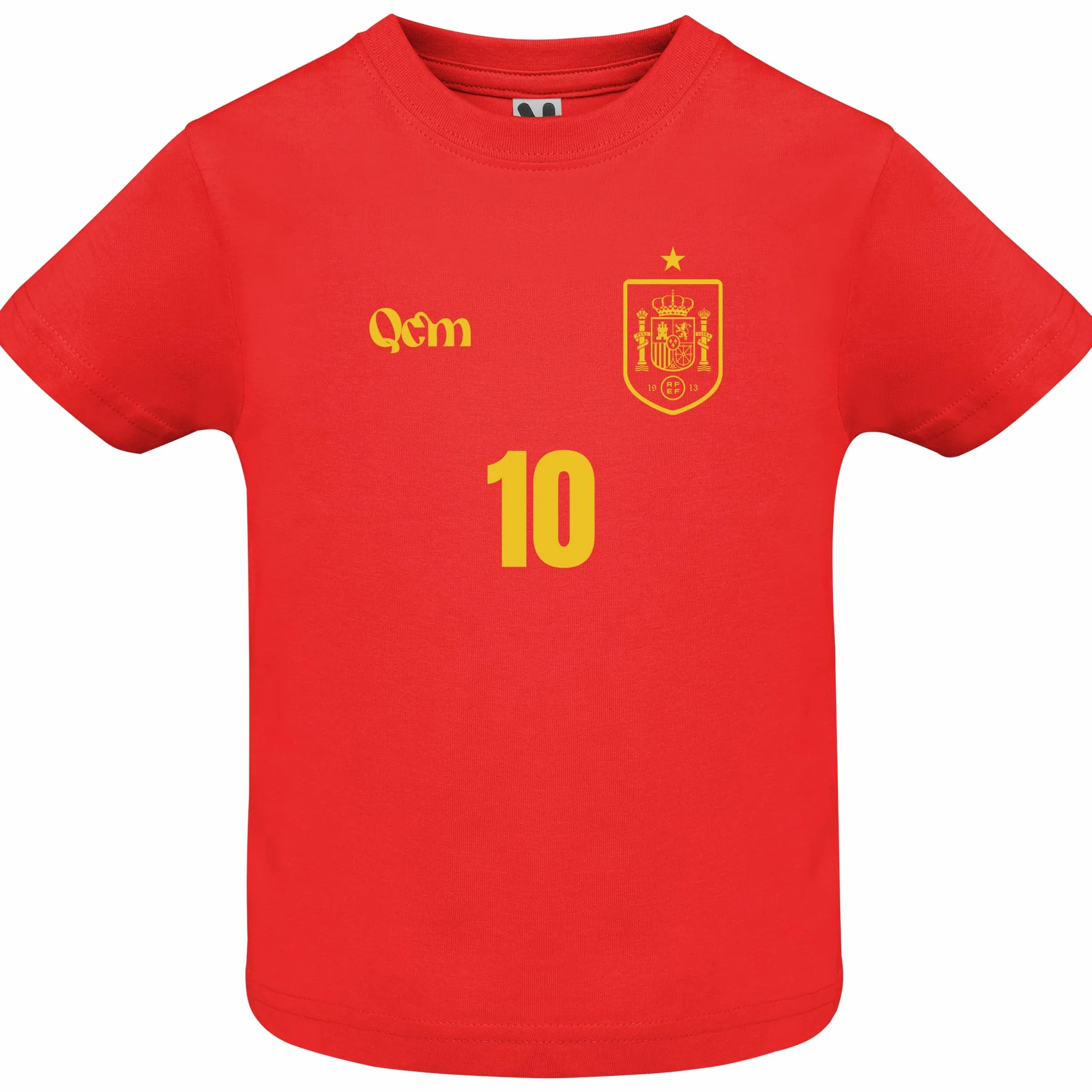 Camiseta Fútbol España Bebé Personalizada Nombre Número Escudo