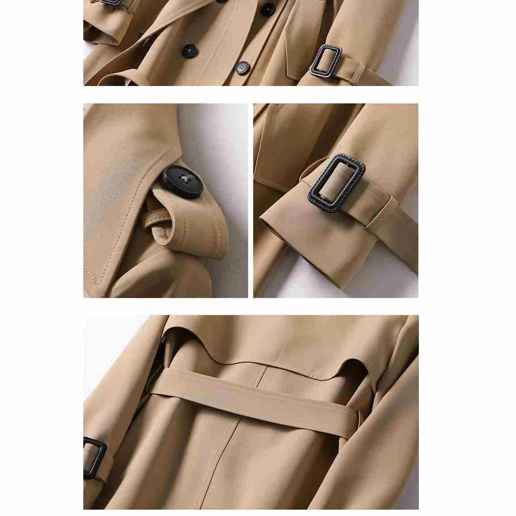 Abrigo de Cuello de Polo para Mujer de Color Sólido de Longitud Media Chaqueta Casual