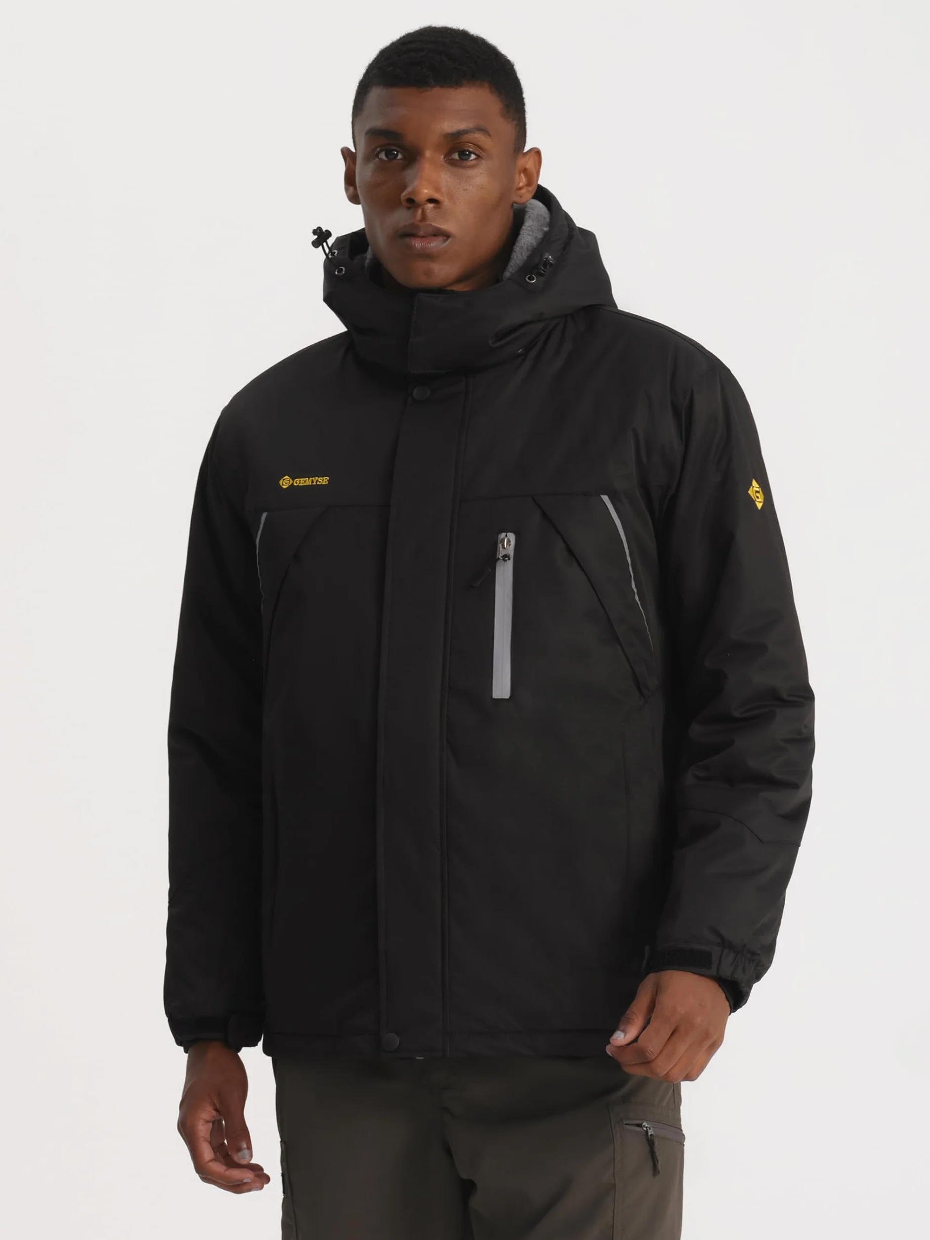 GEMYSE Chaqueta de Esquí Impermeable Hombre Abrigo Invierno Antiviento Capucha