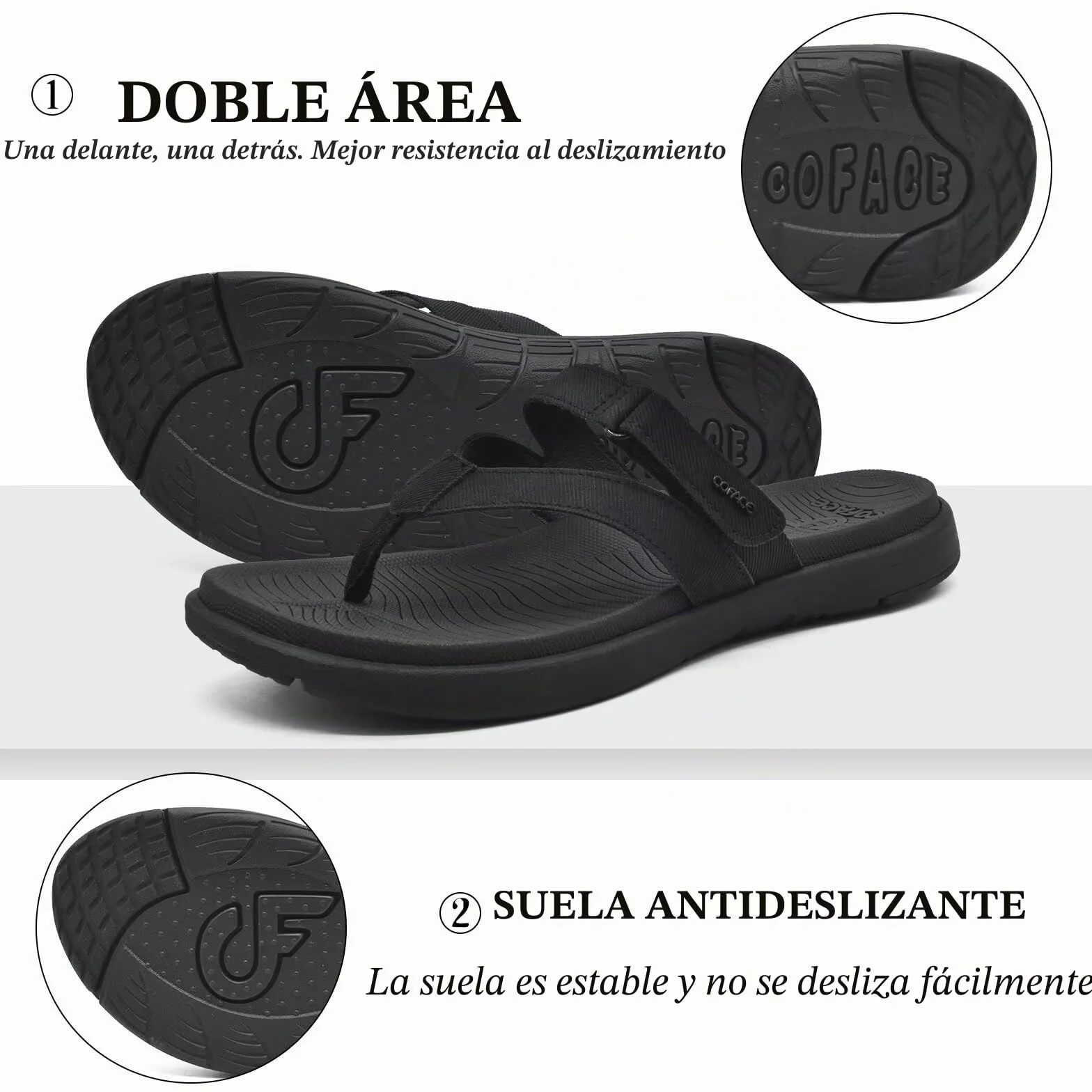 COFACE Chanclas Mujer Moda Ortopedicas Sandalias de Dedo Cuero Verano Playa Antideslizante