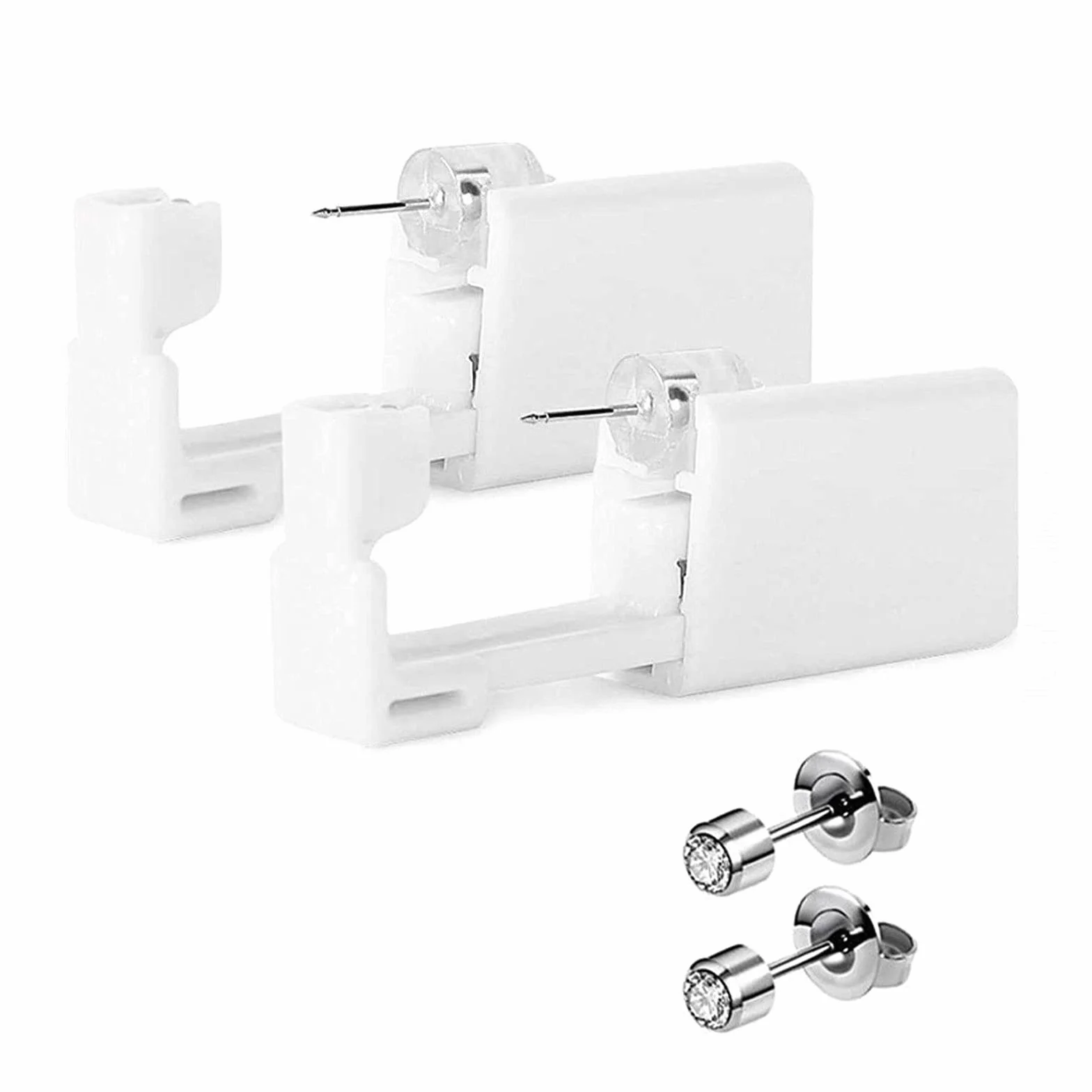Kit de perforación de oreja sin dolor, herramienta desechable esterilizada para piercing, pendientes incluidos