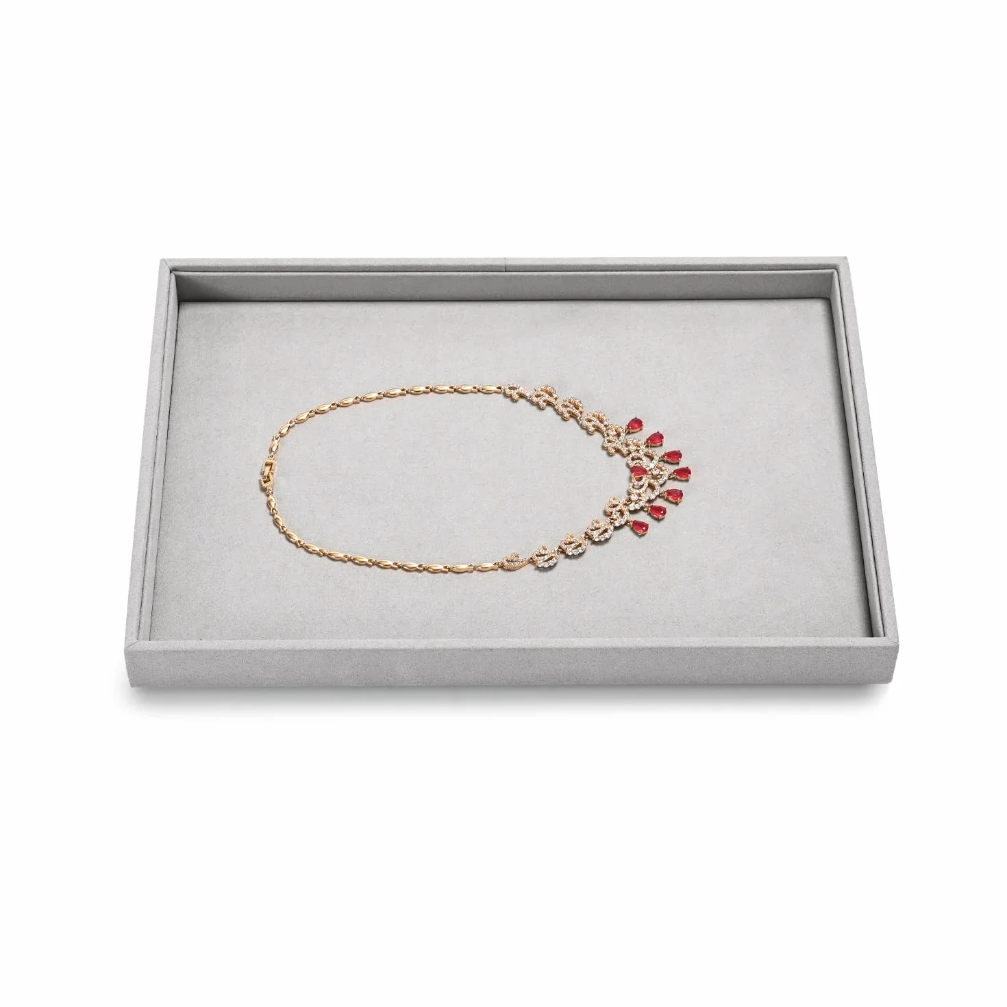 Oirlv Gris Microfibra Joyería Bandejas Plano Anillo Collar Reloj Organizador Expositor Bandejas