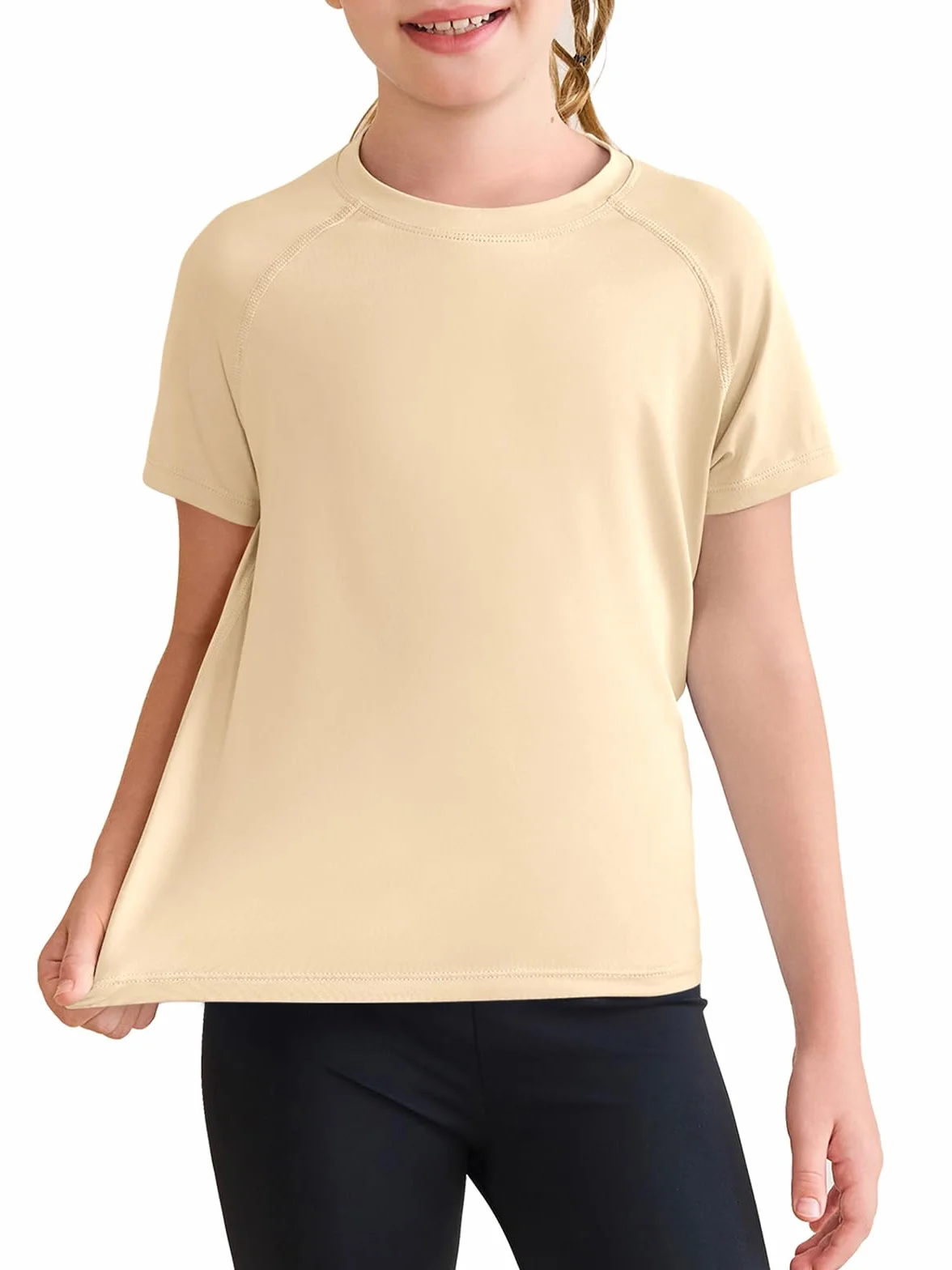 Haloumoning Camisetas deportivas manga corta secado rápido niñas 5-14 años