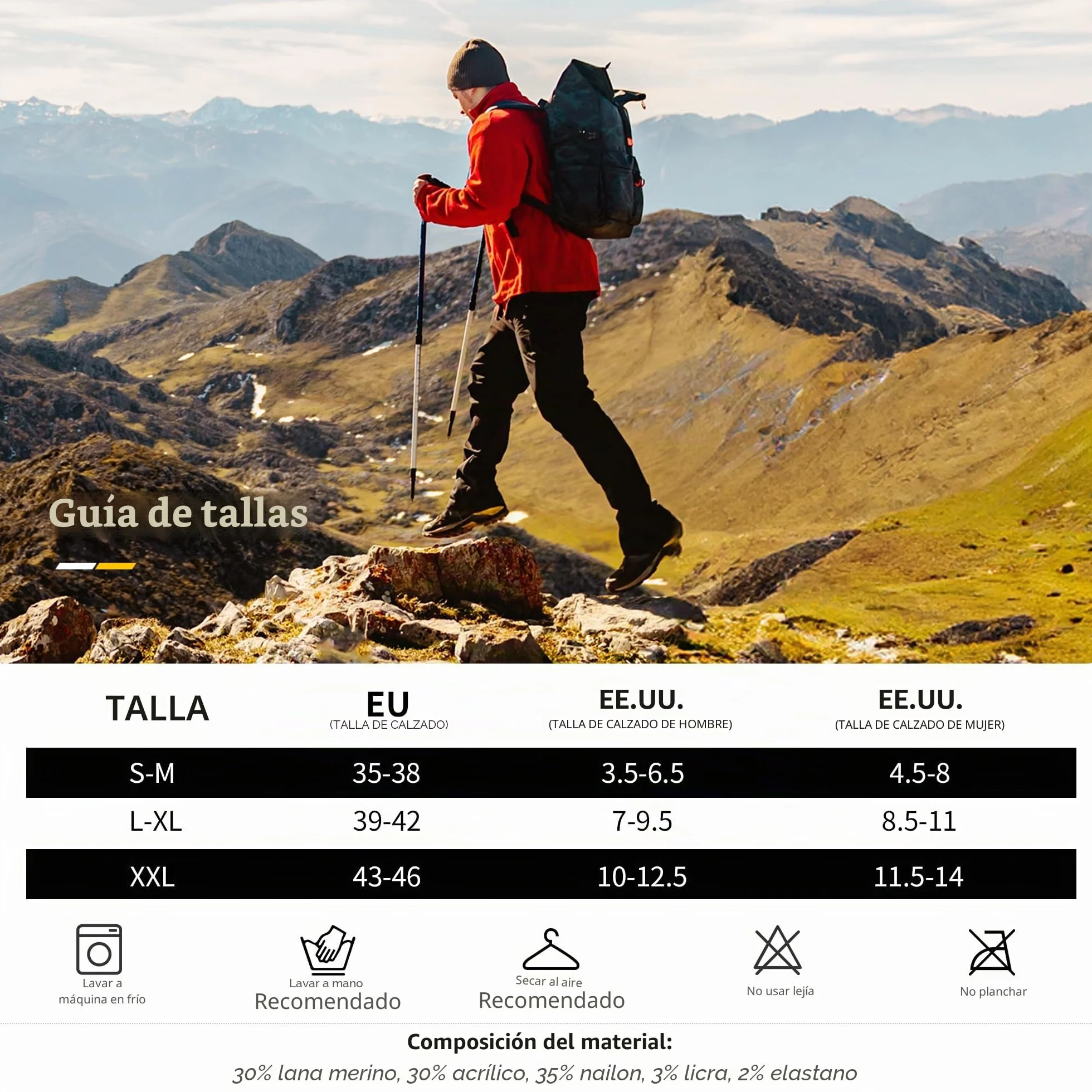 CAMBIVO Calcetines Antiampollas Senderismo Lana Merino 2-3 Pares Transpirable Trail Running Trekking
