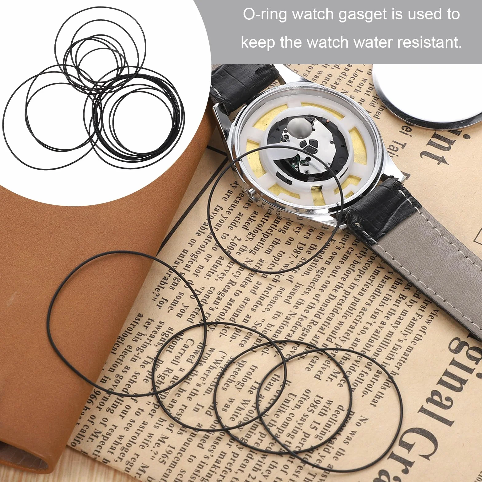 Anillo de goma O-Ring 0,6 mm para cubierta trasera de reloj, sello impermeable para reparación de relojes, 28 piezas