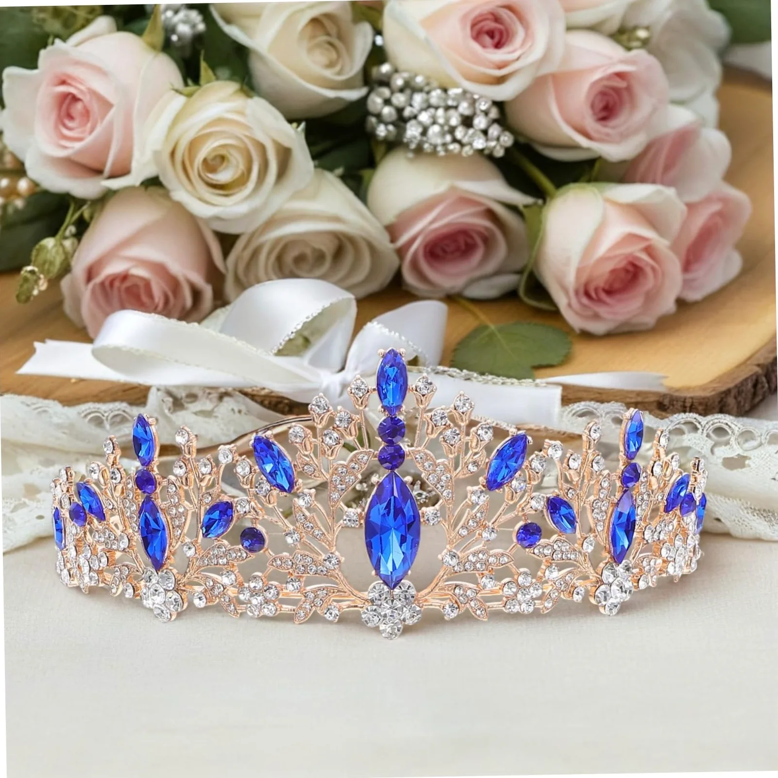 Didiseaon Conjuntos de Joyas de Novia Diadema Brillante de Gemas de Imitación para Mujer Collar y Aretes para Bodas y Fiestas