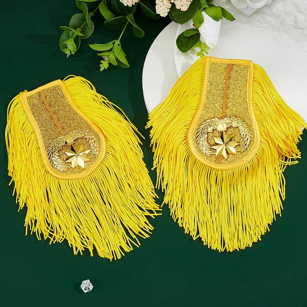 SuperFindings 1 par de hombreras doradas con flecos Accesorios de ropa para Halloween, cosplay y carnaval