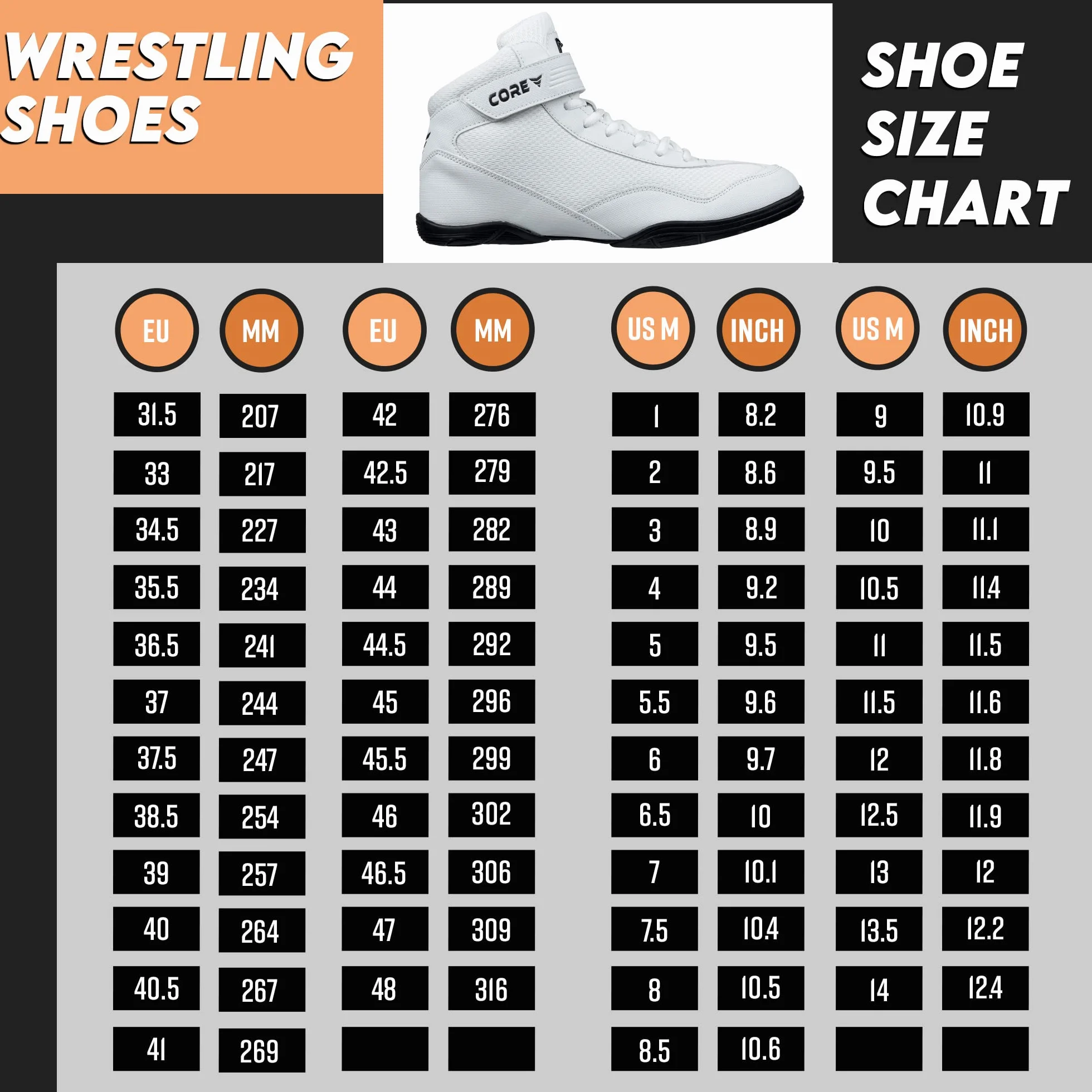 CORE Botas de Lucha para Hombre, Mujer y niños, Antideslizantes Zapatillas de Lucha Libre, para Deportes de Combate, Wrestling Shoes, Crossfit y Levantamiento de Pesas, Blanco