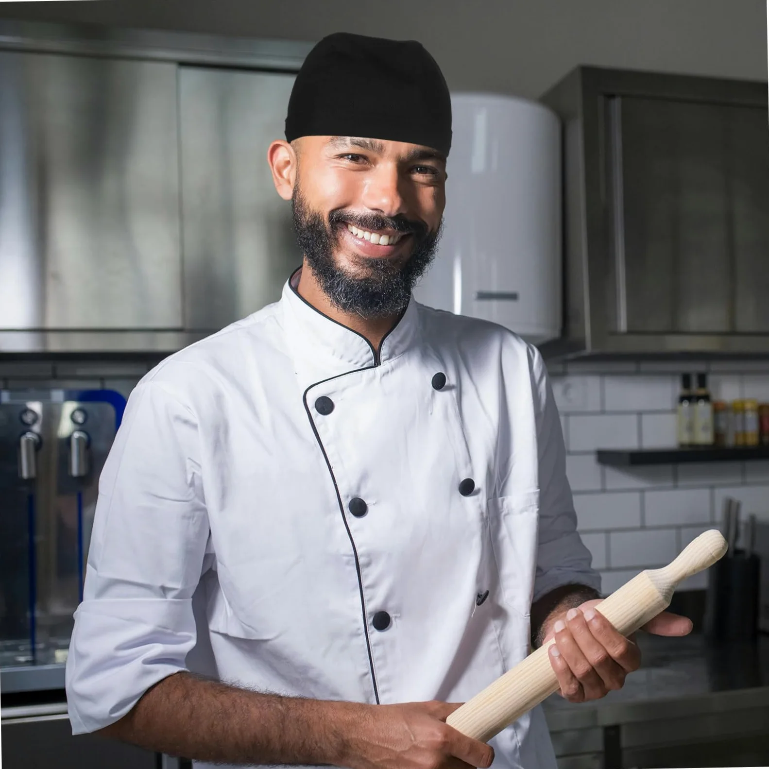 LIFKOME 6 Gorros de Chef Unisex de Algodón Negro, Resistentes y Cómodos, Ideales para Barbacoa y Uso en Restaurante, Paquete de 6 Unidades